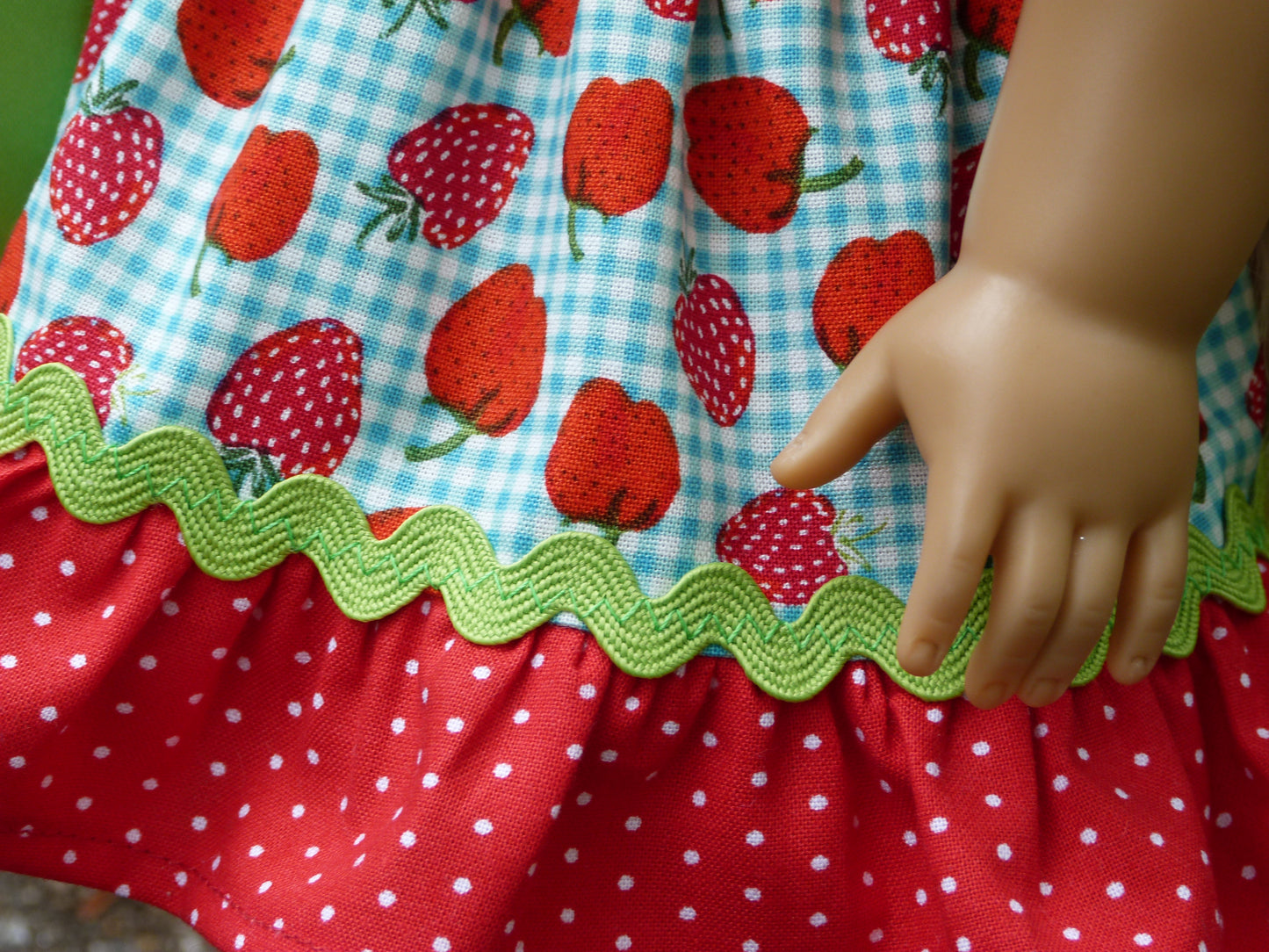 Summer Strawberry Outfit for 18 Inch Doll Handmade to fit American Girl