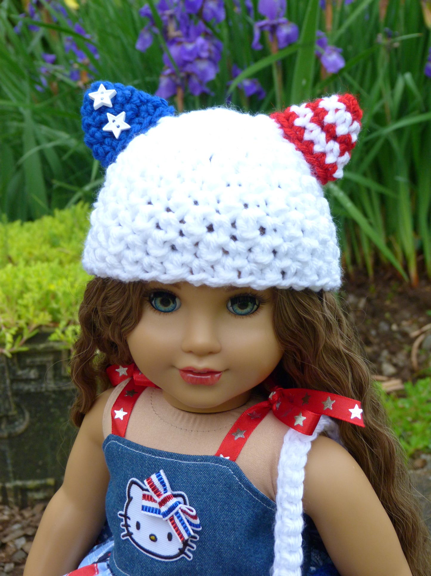 Patriotic Kitty Memorial Day Outfit for 18 Inch Doll Clothes Handmade to fit American Girl