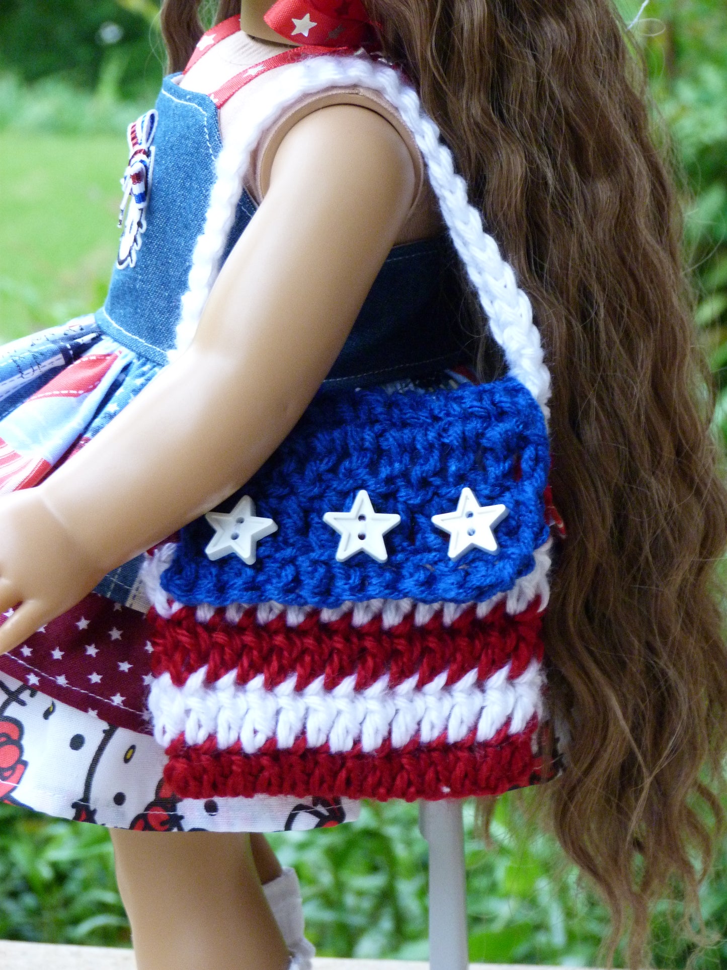 Patriotic Kitty Memorial Day Outfit for 18 Inch Doll Clothes Handmade to fit American Girl