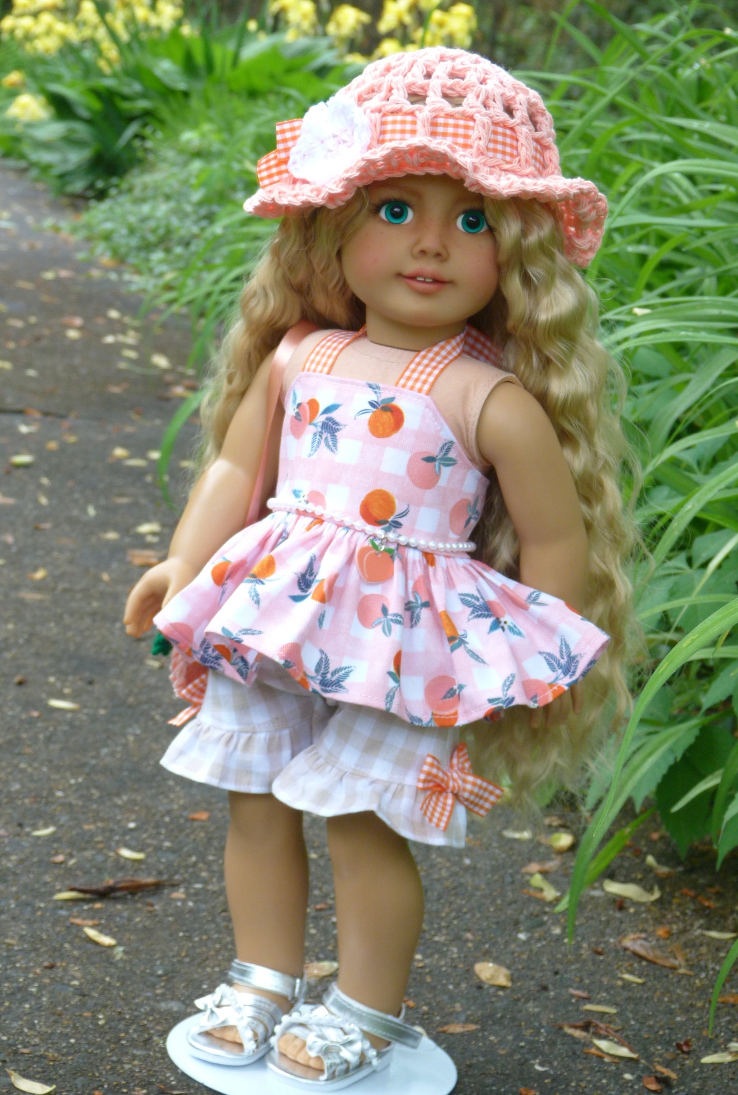 Summer Peach Outfit for 18 Inch Doll Handmade to fit American Girl