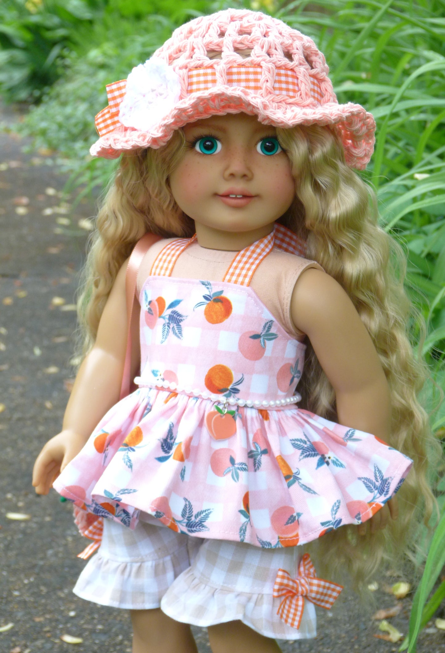 Summer Peach Outfit for 18 Inch Doll Handmade to fit American Girl