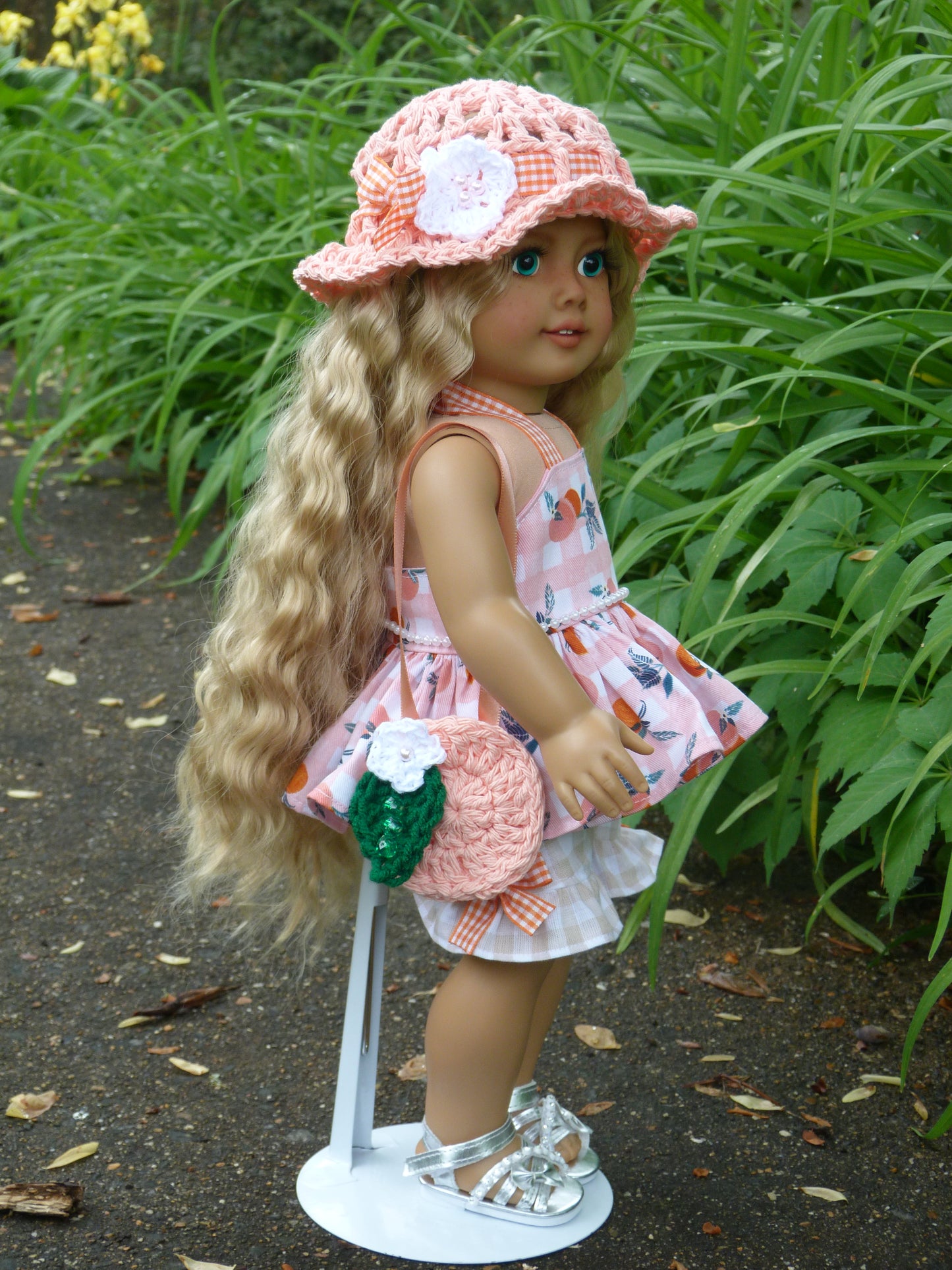 Summer Peach Outfit for 18 Inch Doll Handmade to fit American Girl