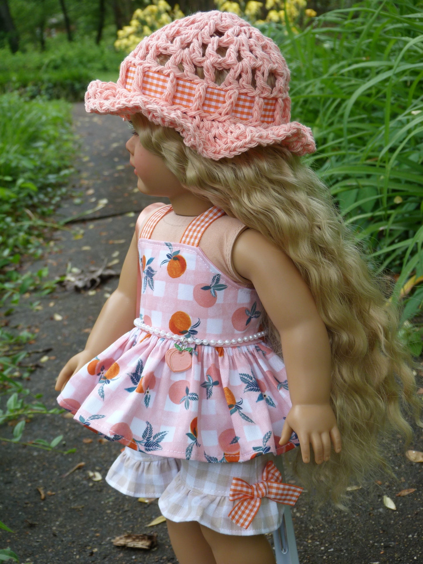 Summer Peach Outfit for 18 Inch Doll Handmade to fit American Girl