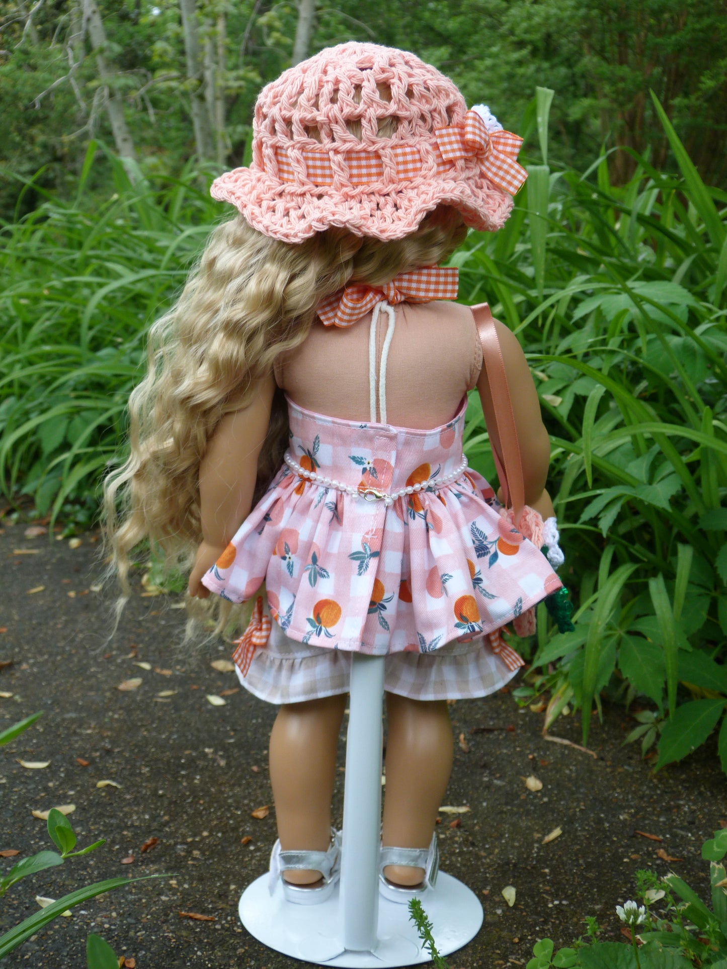 Summer Peach Outfit for 18 Inch Doll Handmade to fit American Girl