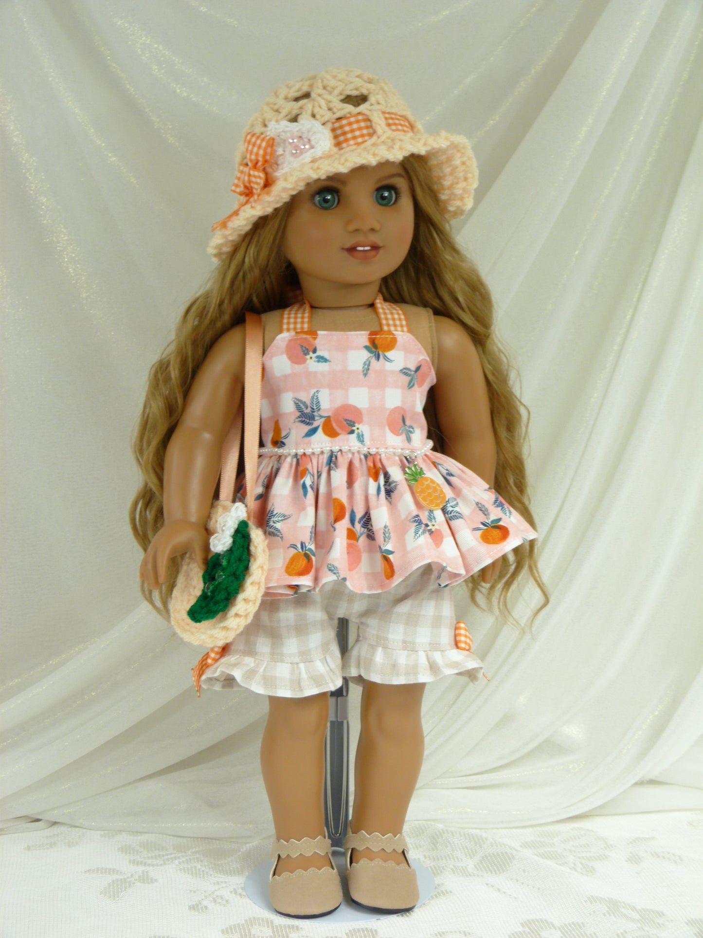 Peachy Summer Outfit for 18 Inch Doll Handmade to fit American Girl