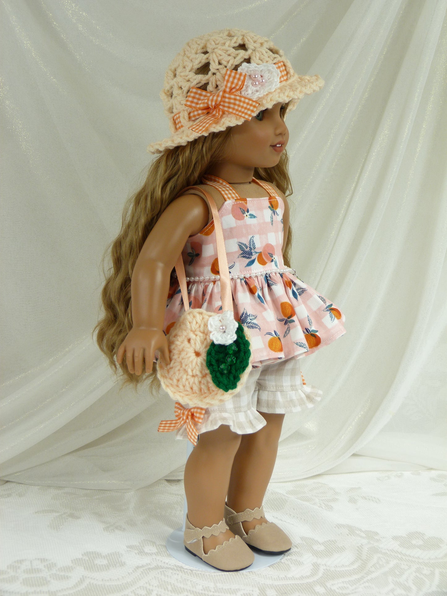 Peachy Summer Outfit for 18 Inch Doll Handmade to fit American Girl