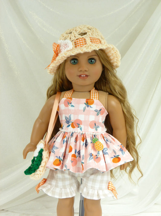 Peachy Summer Outfit for 18 Inch Doll Handmade to fit American Girl