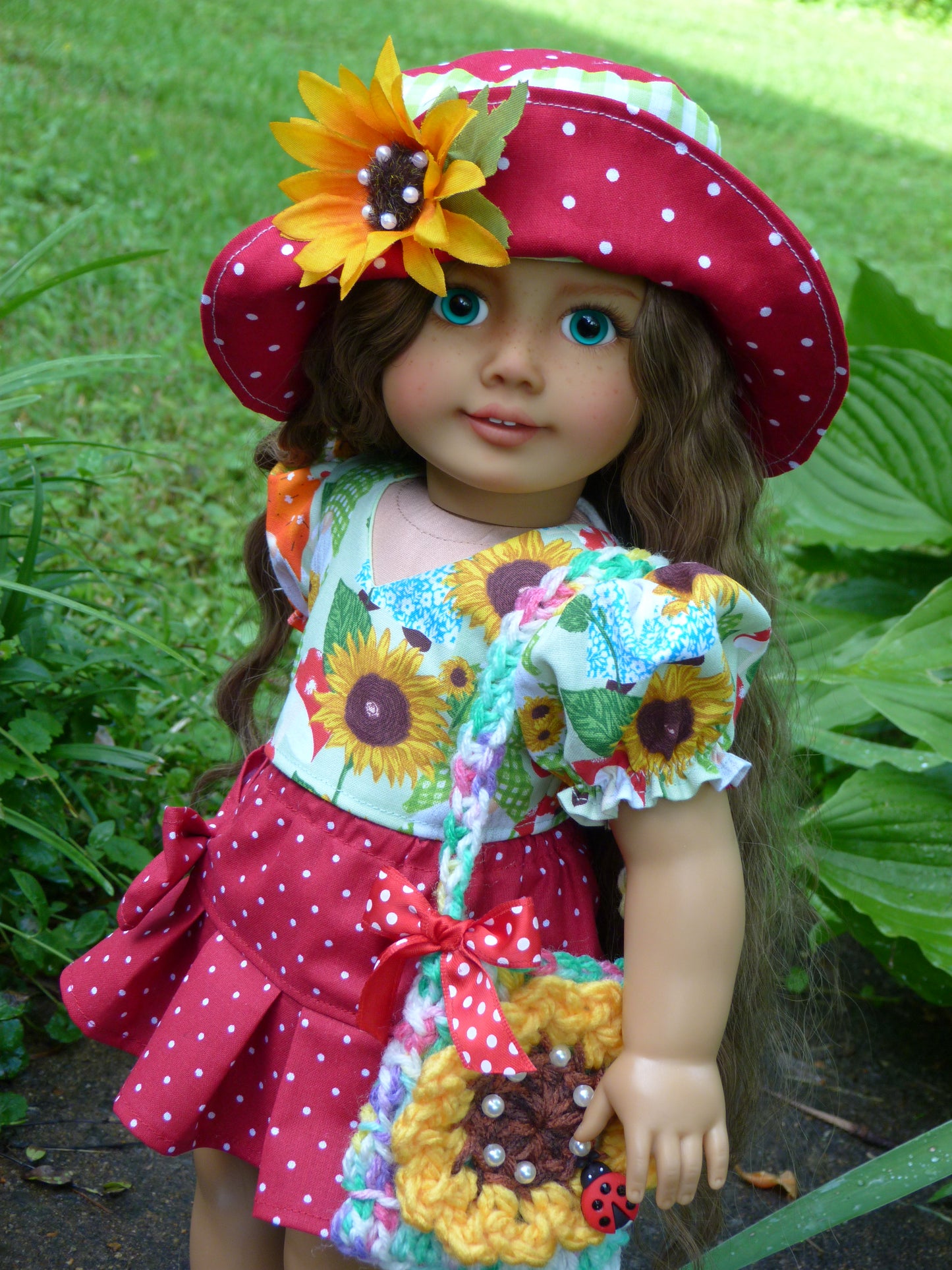 Summer Garden Gnome Outfit for 18 Inch Doll Handmade to fit American Girl