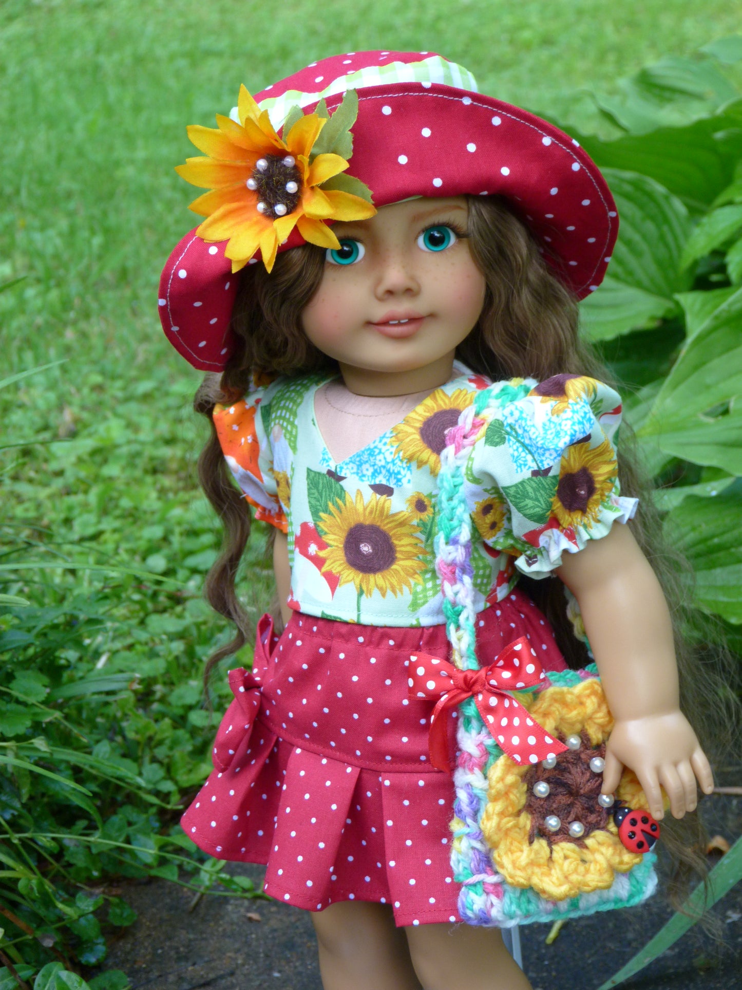 Summer Garden Gnome Outfit for 18 Inch Doll Handmade to fit American Girl