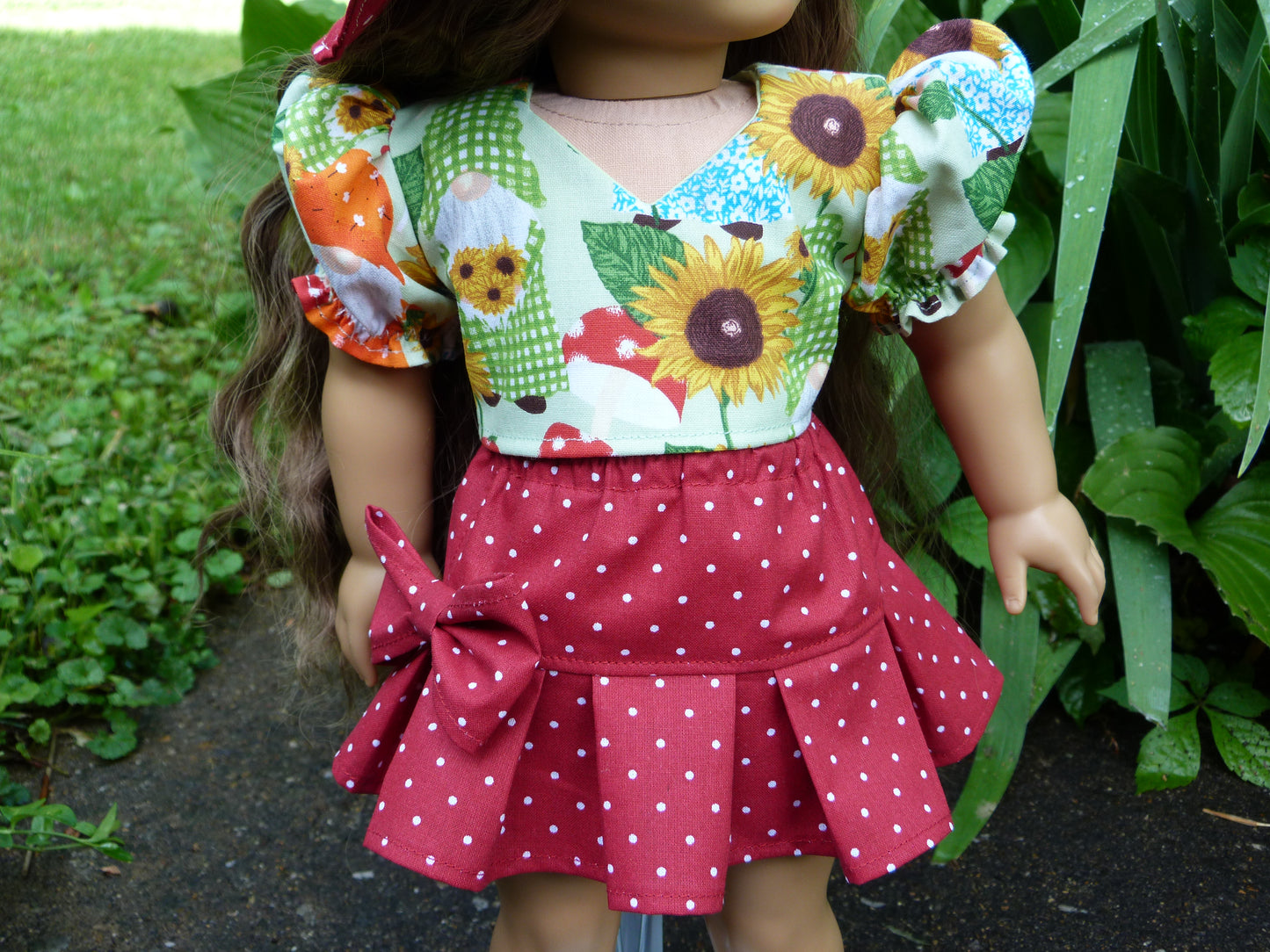 Summer Garden Gnome Outfit for 18 Inch Doll Handmade to fit American Girl