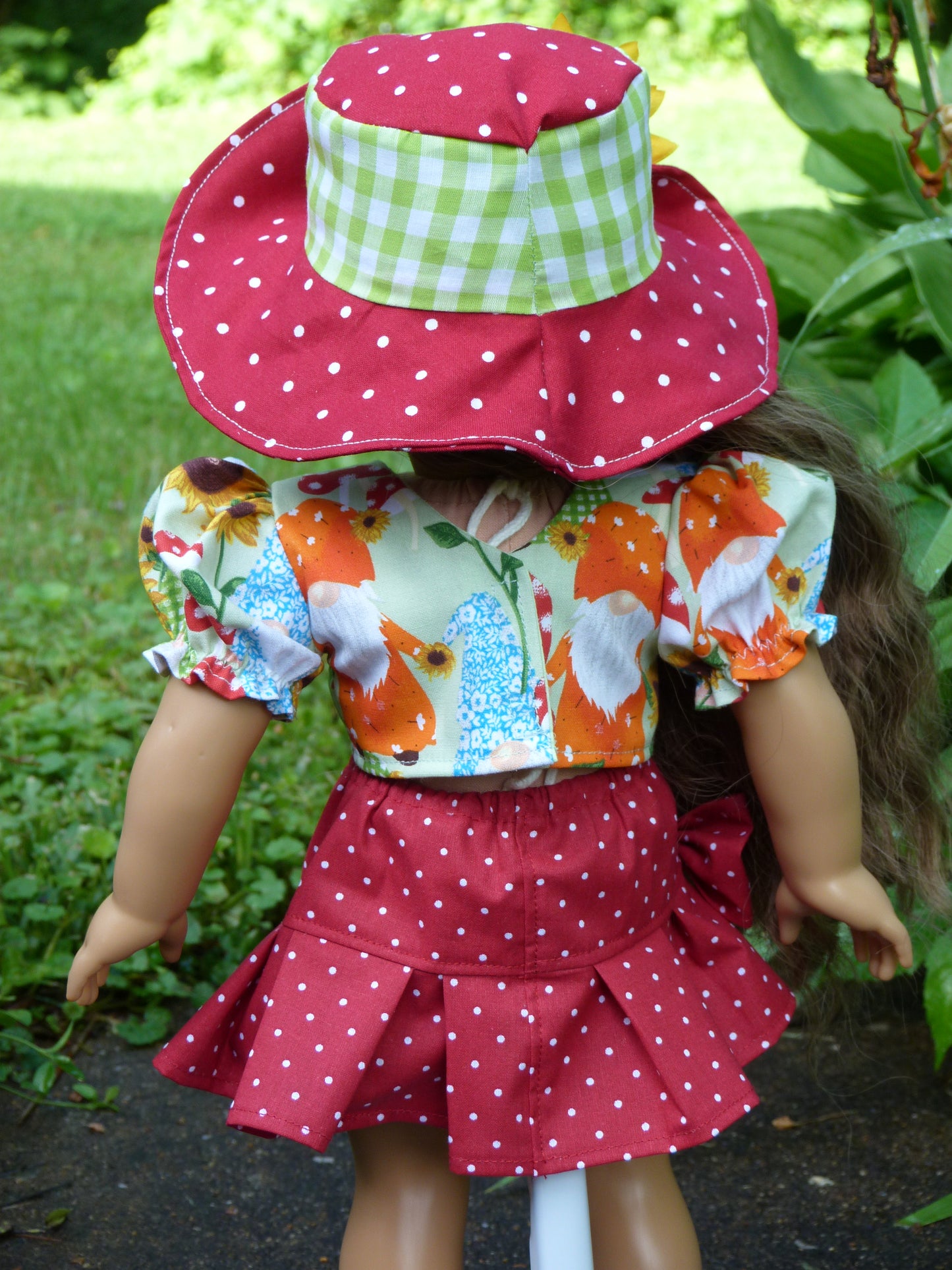 Summer Garden Gnome Outfit for 18 Inch Doll Handmade to fit American Girl