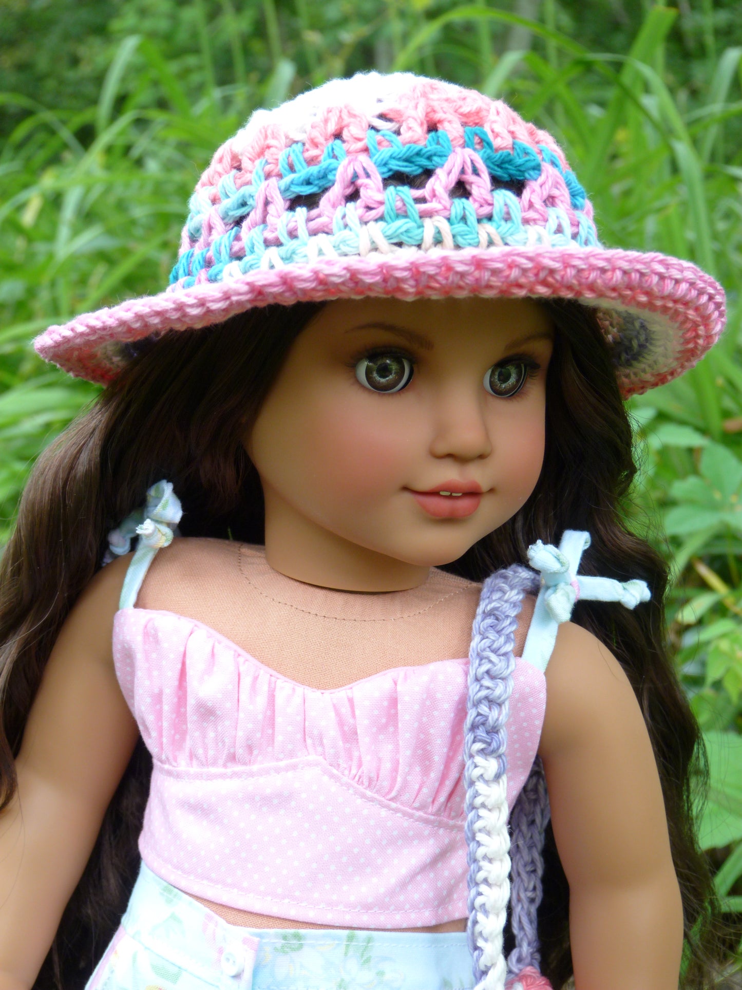 Summer Floral Pink and Aqua Outfit for 18 Inch Doll Handmade to fit American Girl