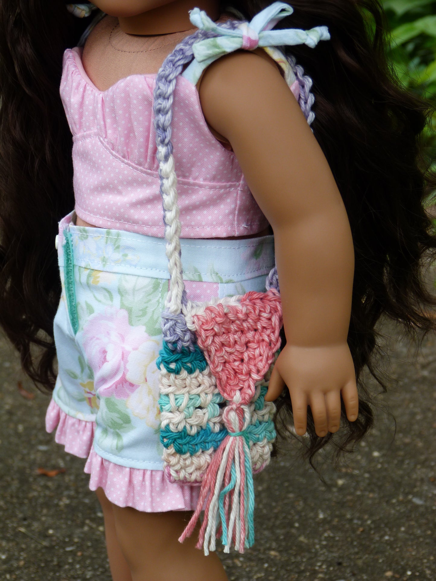 Summer Floral Pink and Aqua Outfit for 18 Inch Doll Handmade to fit American Girl