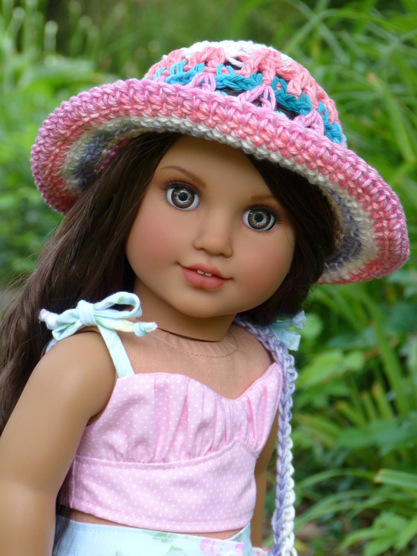 Summer Floral Pink and Aqua Outfit for 18 Inch Doll Handmade to fit American Girl