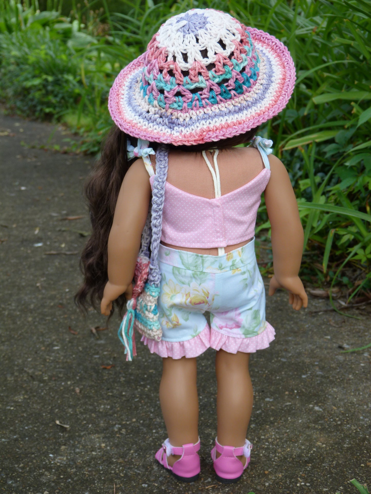 Summer Floral Pink and Aqua Outfit for 18 Inch Doll Handmade to fit American Girl