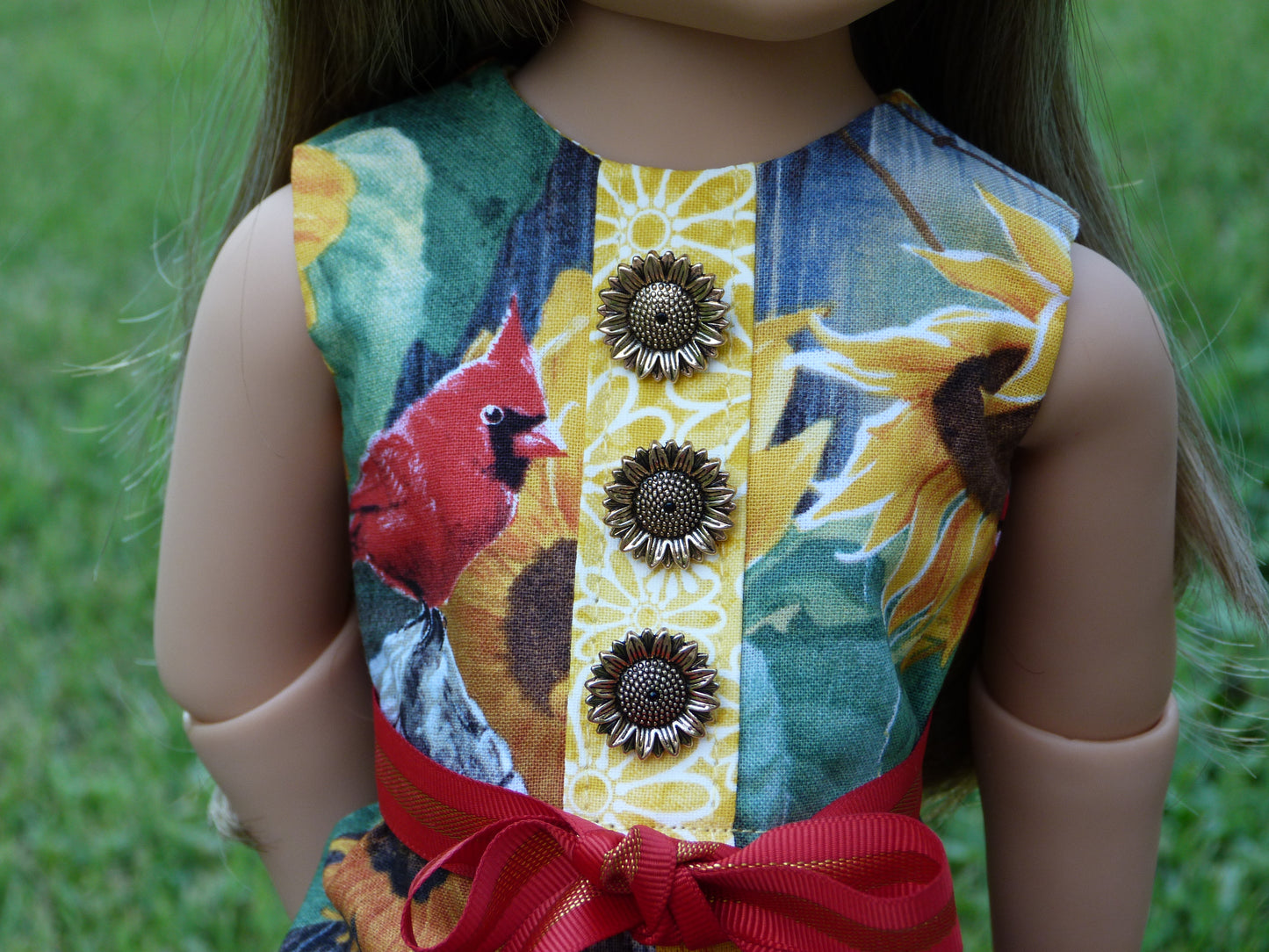 Cardinals and Sunflowers Outfit Handmade to fit 19.5 Inch Gotz Happy Kidz Doll