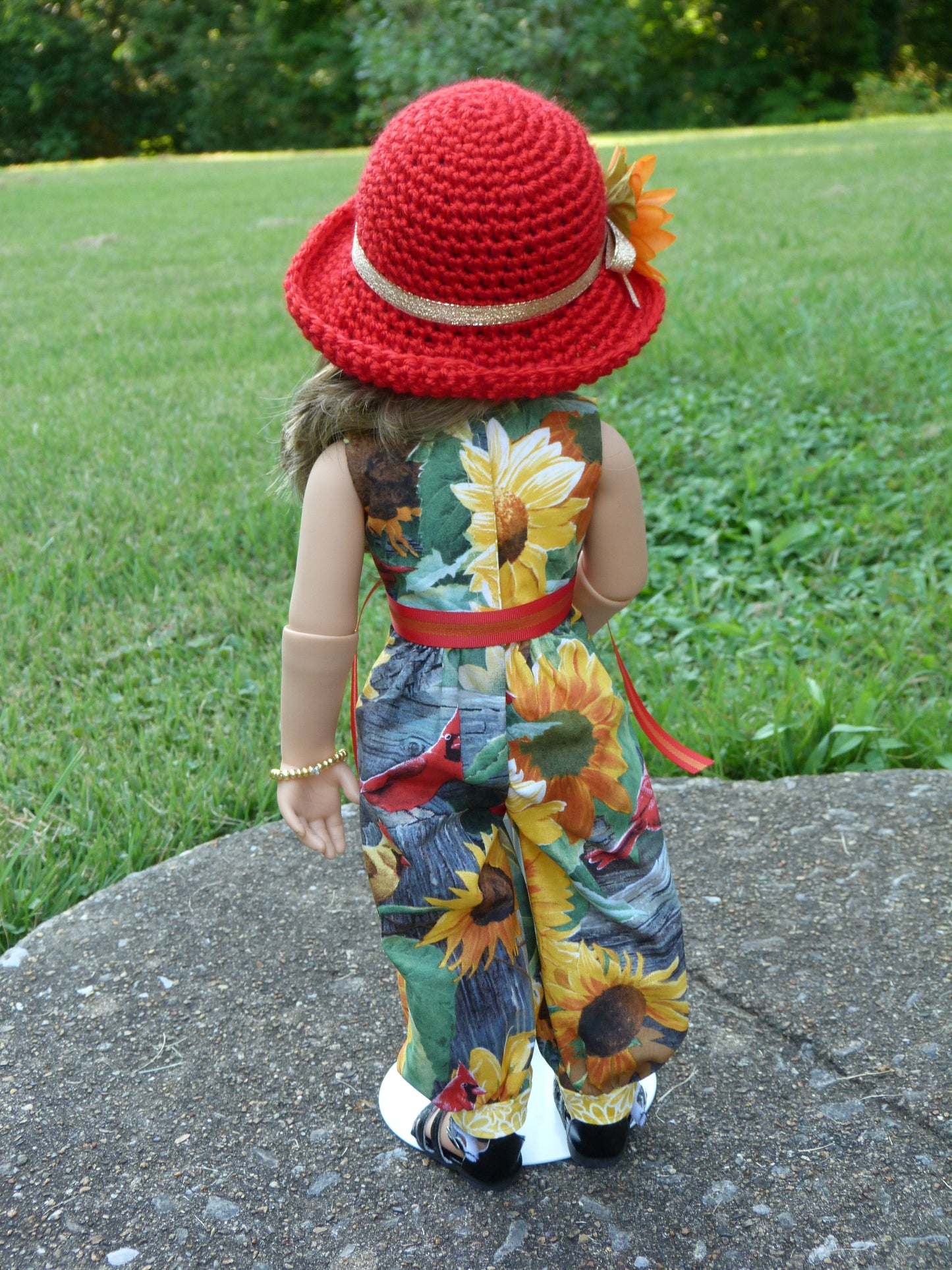 Cardinals and Sunflowers Outfit Handmade to fit 19.5 Inch Gotz Happy Kidz Doll