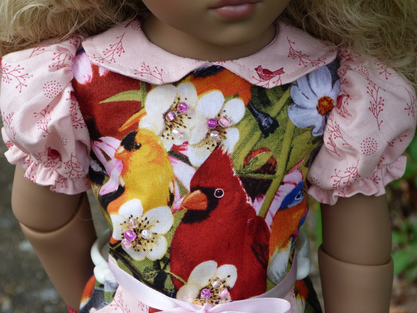 Birds and Blooms Outfit Handmade to fit 19.5 Inch Gotz Happy Kidz Doll