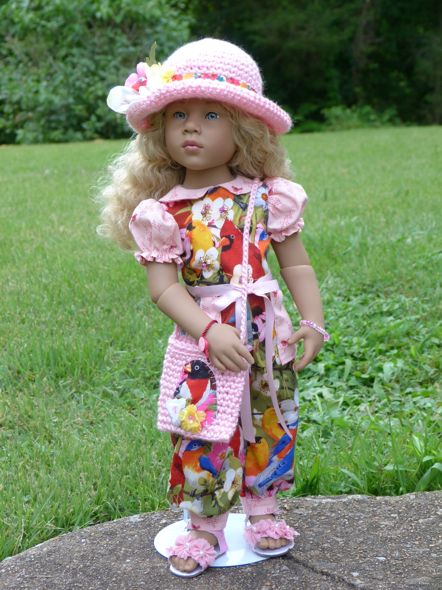 Birds and Blooms Outfit Handmade to fit 19.5 Inch Gotz Happy Kidz Doll