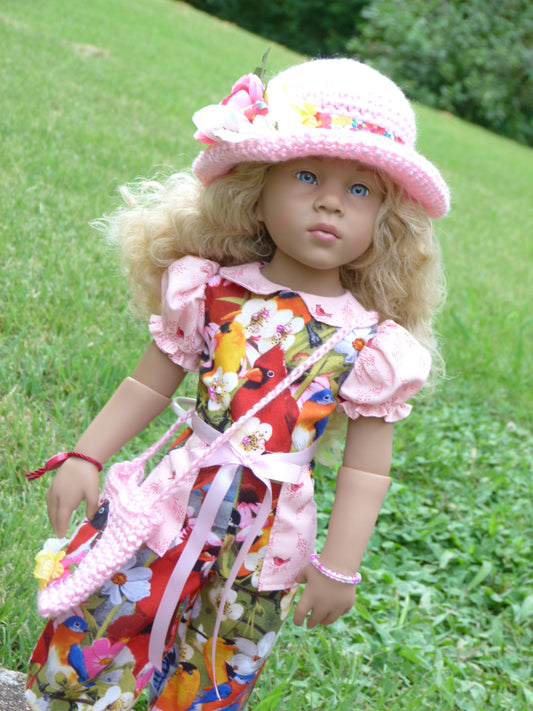 Birds and Blooms Outfit Handmade to fit 19.5 Inch Gotz Happy Kidz Doll