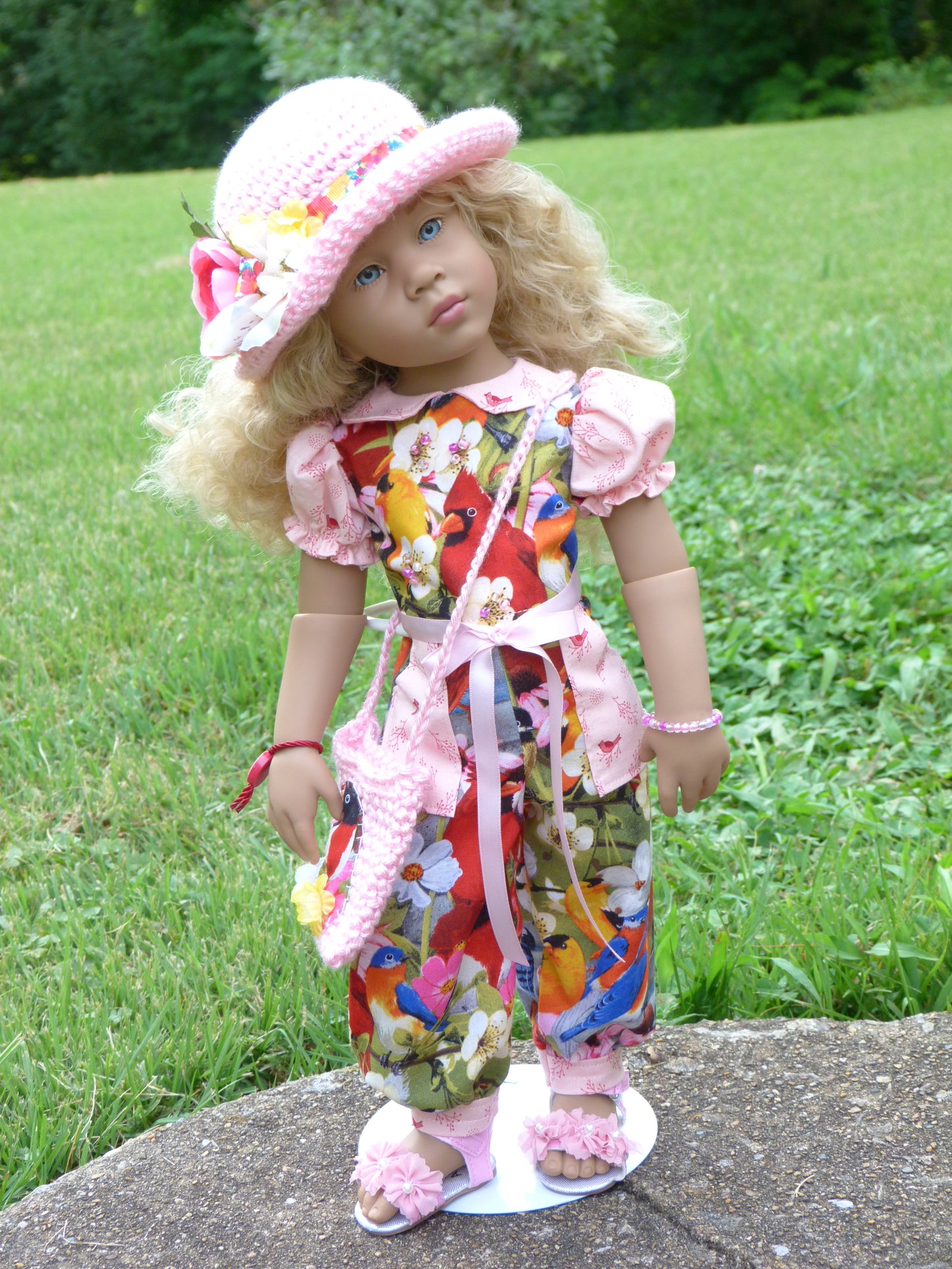 Birds and Blooms Outfit Handmade to fit 19.5 Inch Gotz Happy Kidz Doll