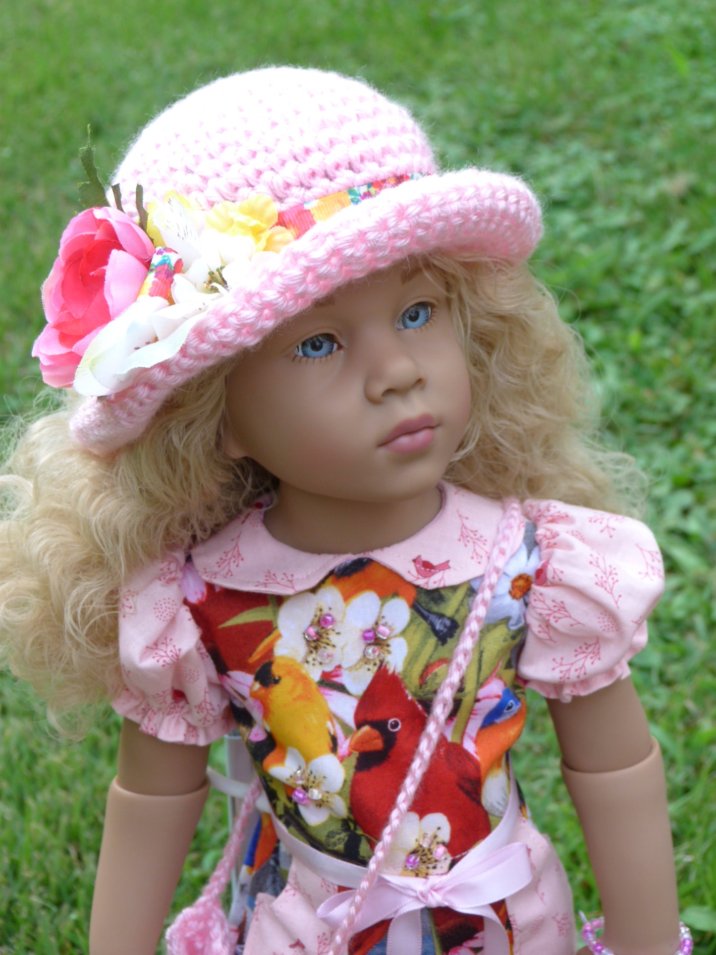 Birds and Blooms Outfit Handmade to fit 19.5 Inch Gotz Happy Kidz Doll