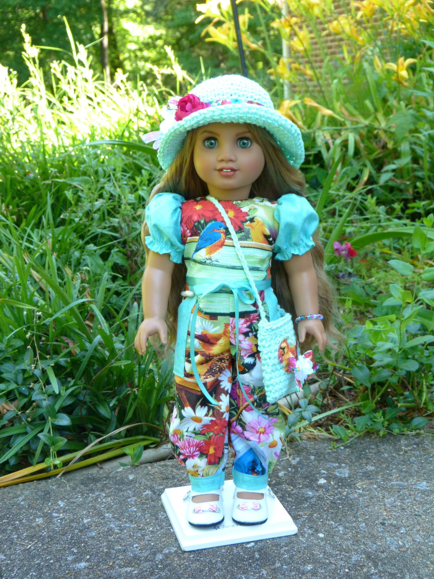 Birds & Blooms Outfit Handmade to fit 18 Inch American Girl Doll