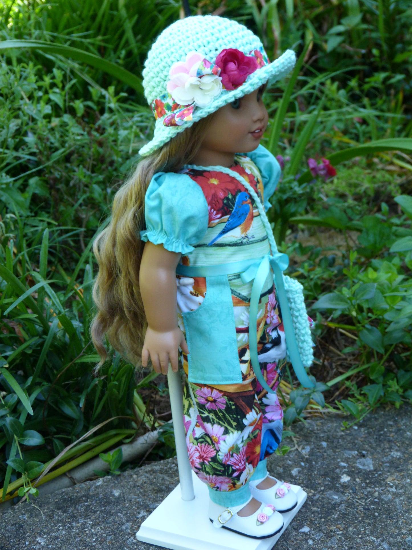 Birds & Blooms Outfit Handmade to fit 18 Inch American Girl Doll