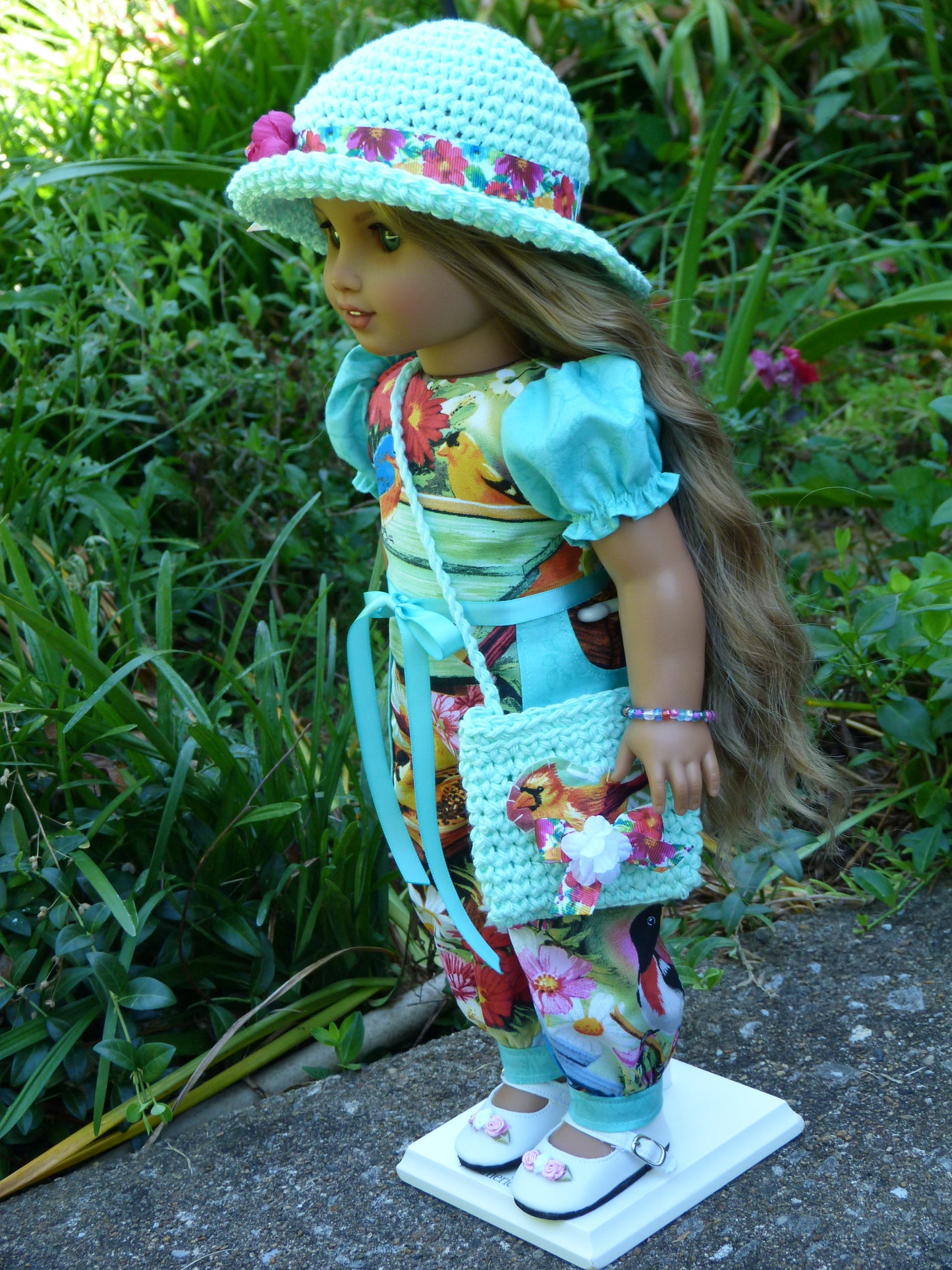 Birds & Blooms Outfit Handmade to fit 18 Inch American Girl Doll