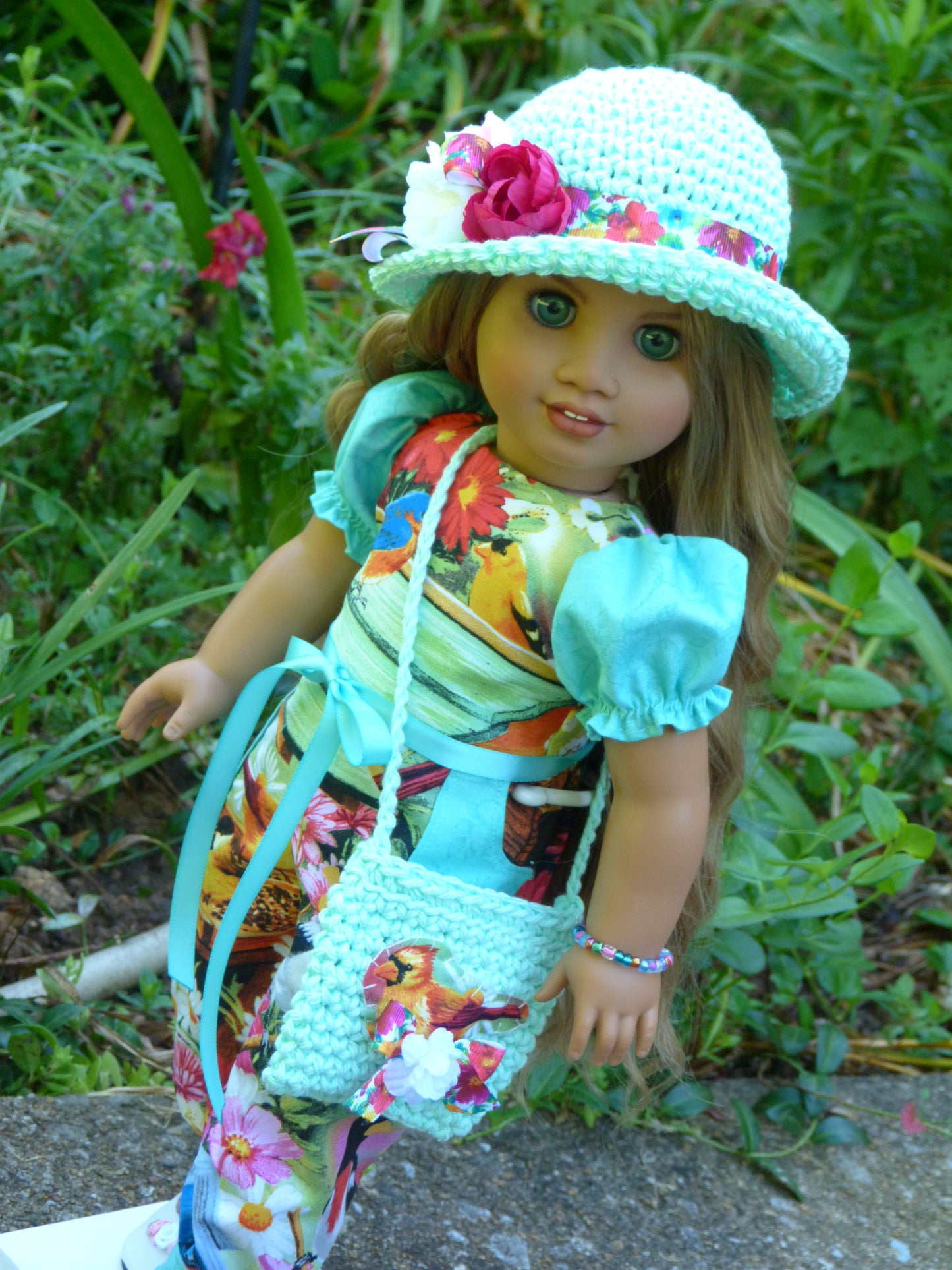 Birds & Blooms Outfit Handmade to fit 18 Inch American Girl Doll