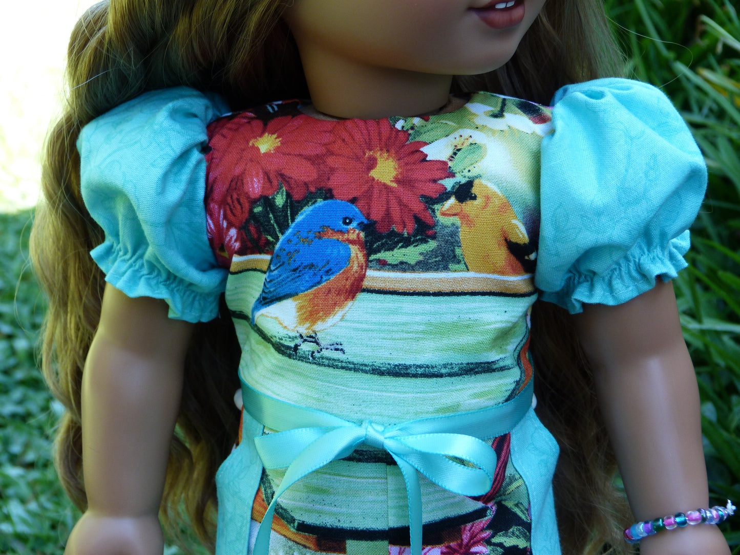 Birds & Blooms Outfit Handmade to fit 18 Inch American Girl Doll