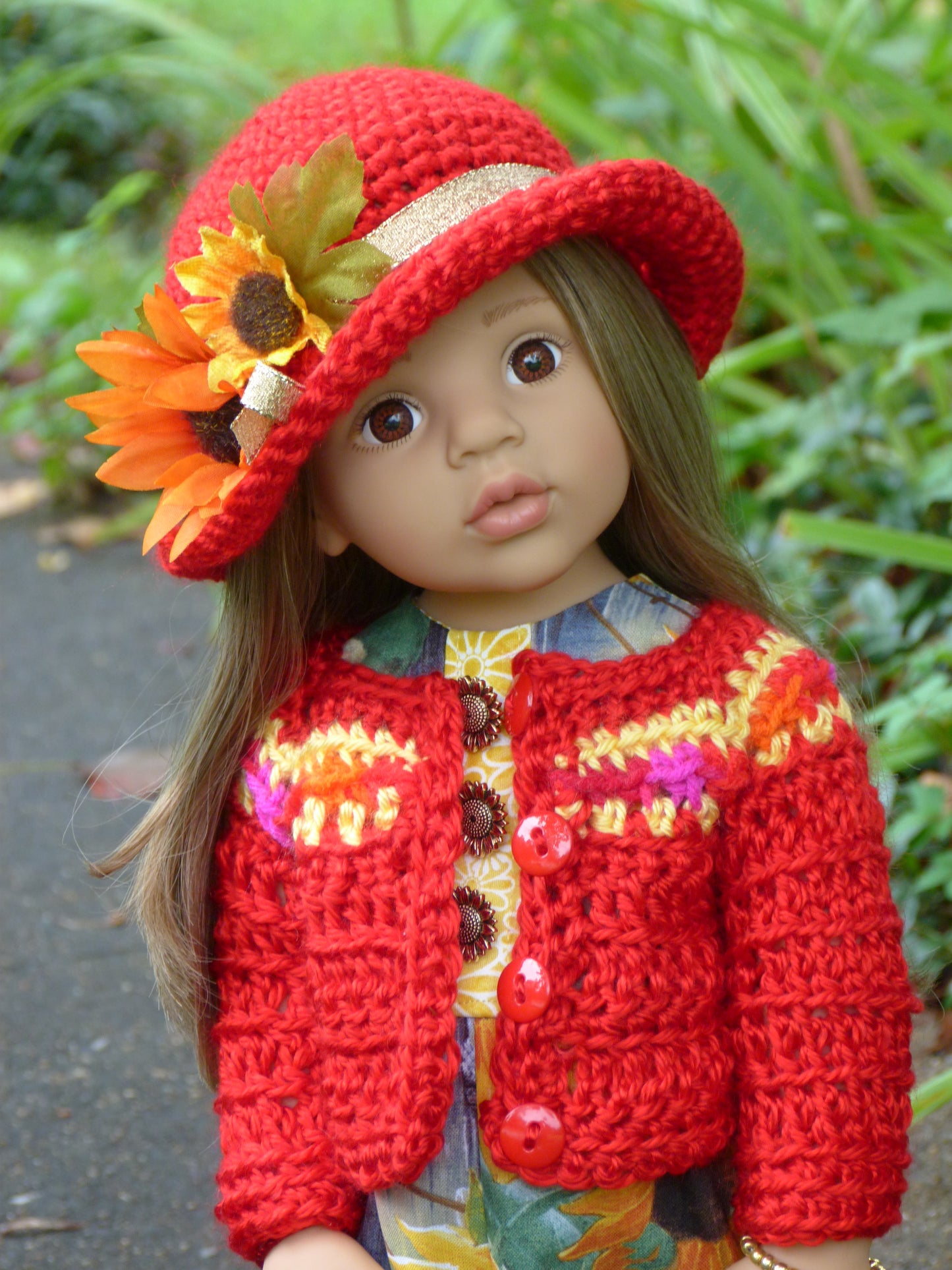 Cardinals and Sunflowers Outfit Handmade to fit 19.5 Inch Gotz Happy Kidz Doll