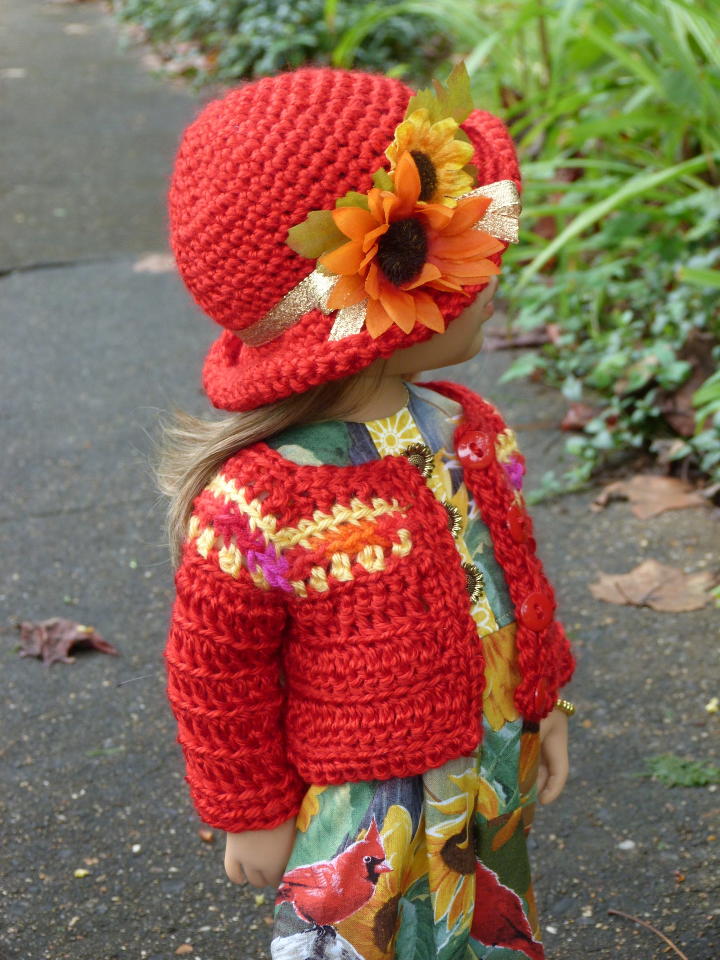 Cardinals and Sunflowers Outfit Handmade to fit 19.5 Inch Gotz Happy Kidz Doll