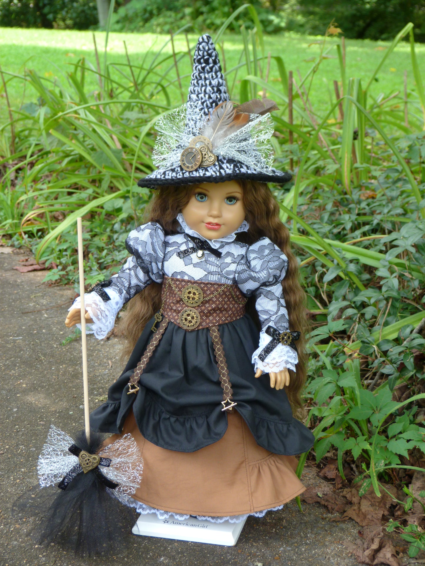 Spooky Steampunk Halloween Witch Ensemble Handmade to fit American Girl 18 Inch Doll