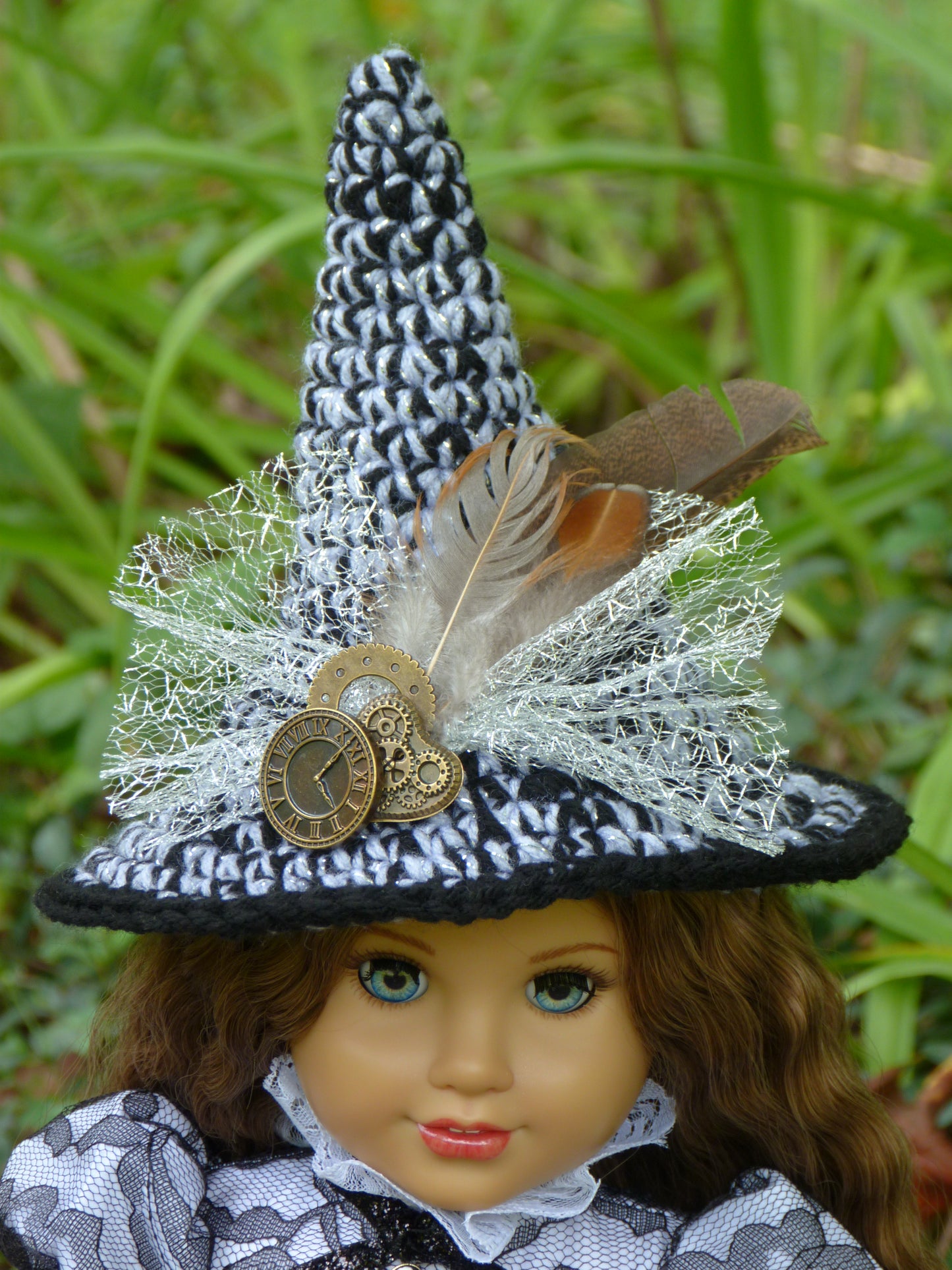 Spooky Steampunk Halloween Witch Ensemble Handmade to fit American Girl 18 Inch Doll