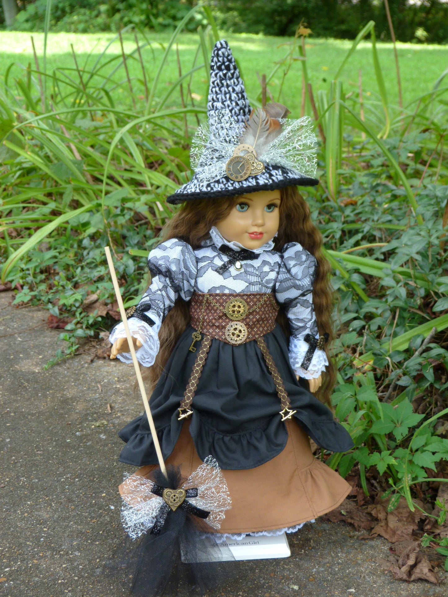 Spooky Steampunk Halloween Witch Ensemble Handmade to fit American Girl 18 Inch Doll