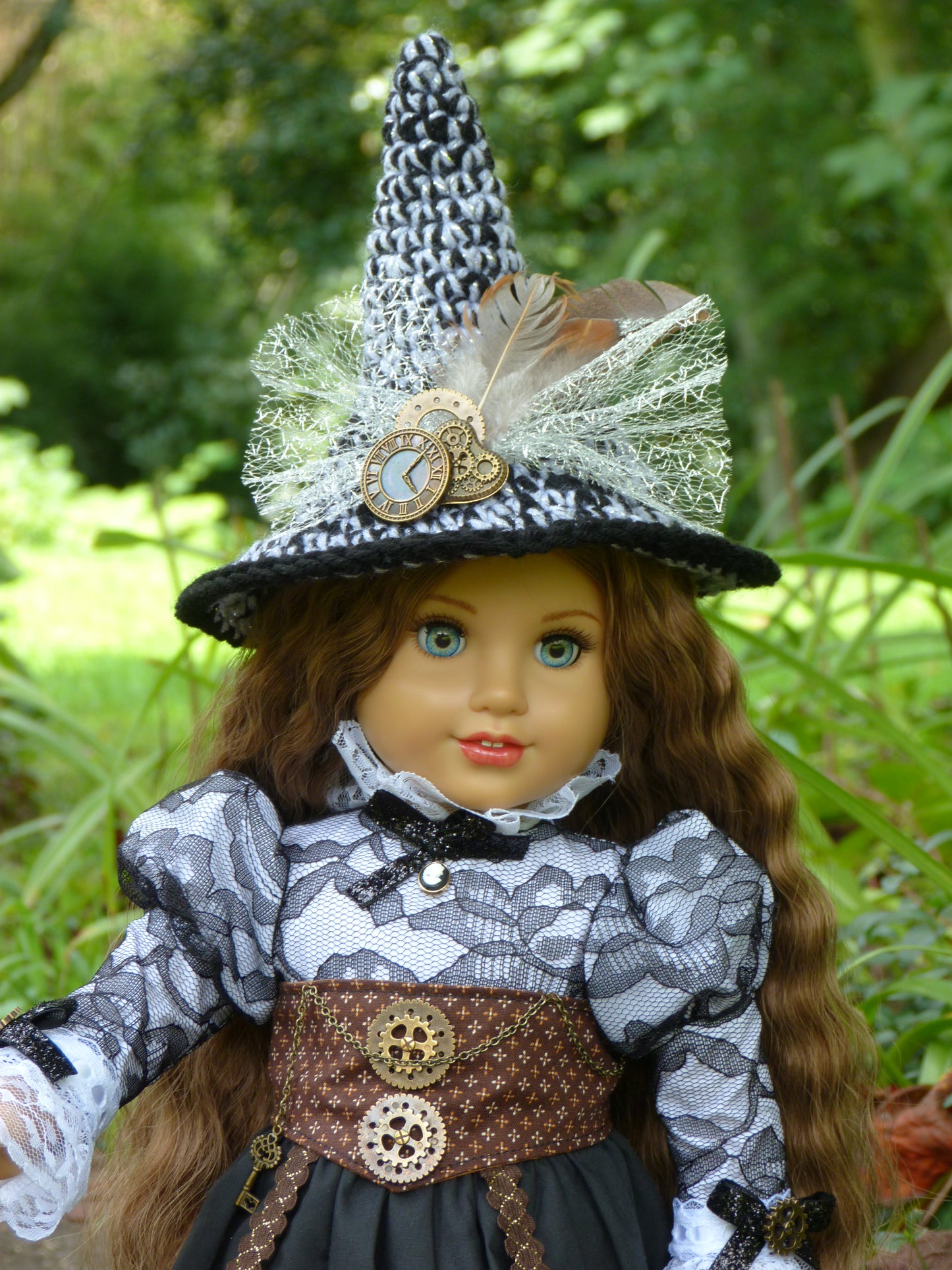 Spooky Steampunk Halloween Witch Ensemble Handmade to fit American Girl 18 Inch Doll