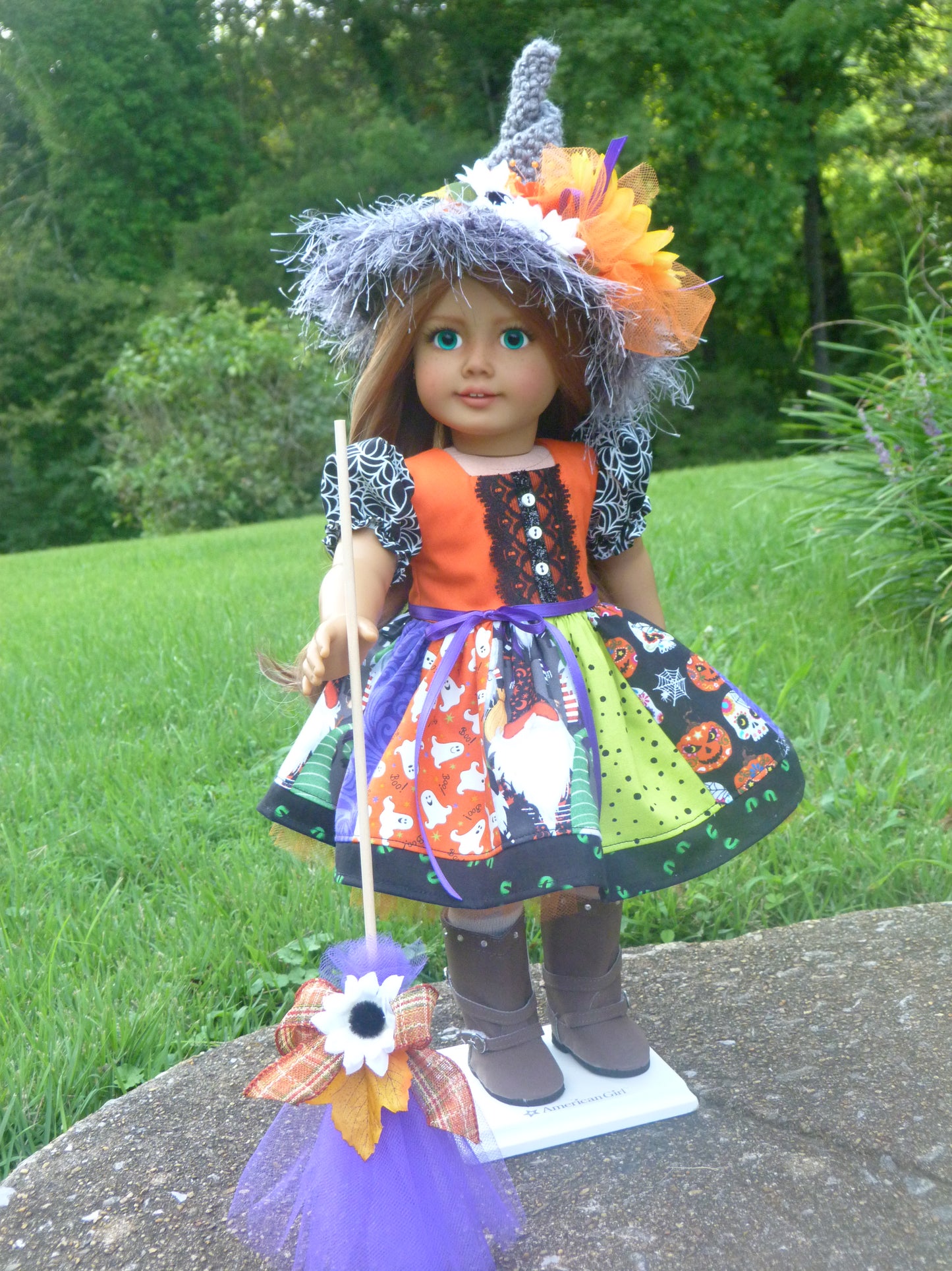 Patchwork Halloween Witch Ensemble Handmade to fit American Girl Doll