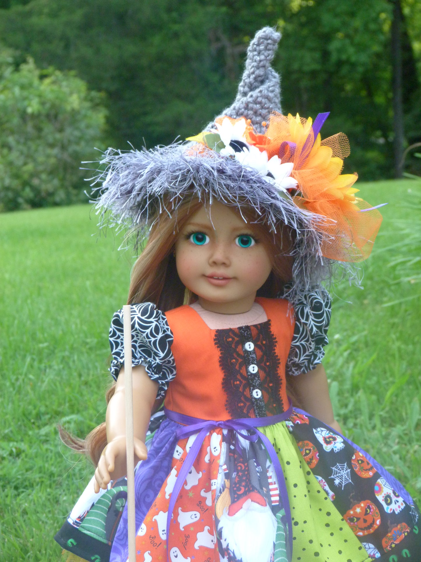 Patchwork Halloween Witch Ensemble Handmade to fit American Girl Doll