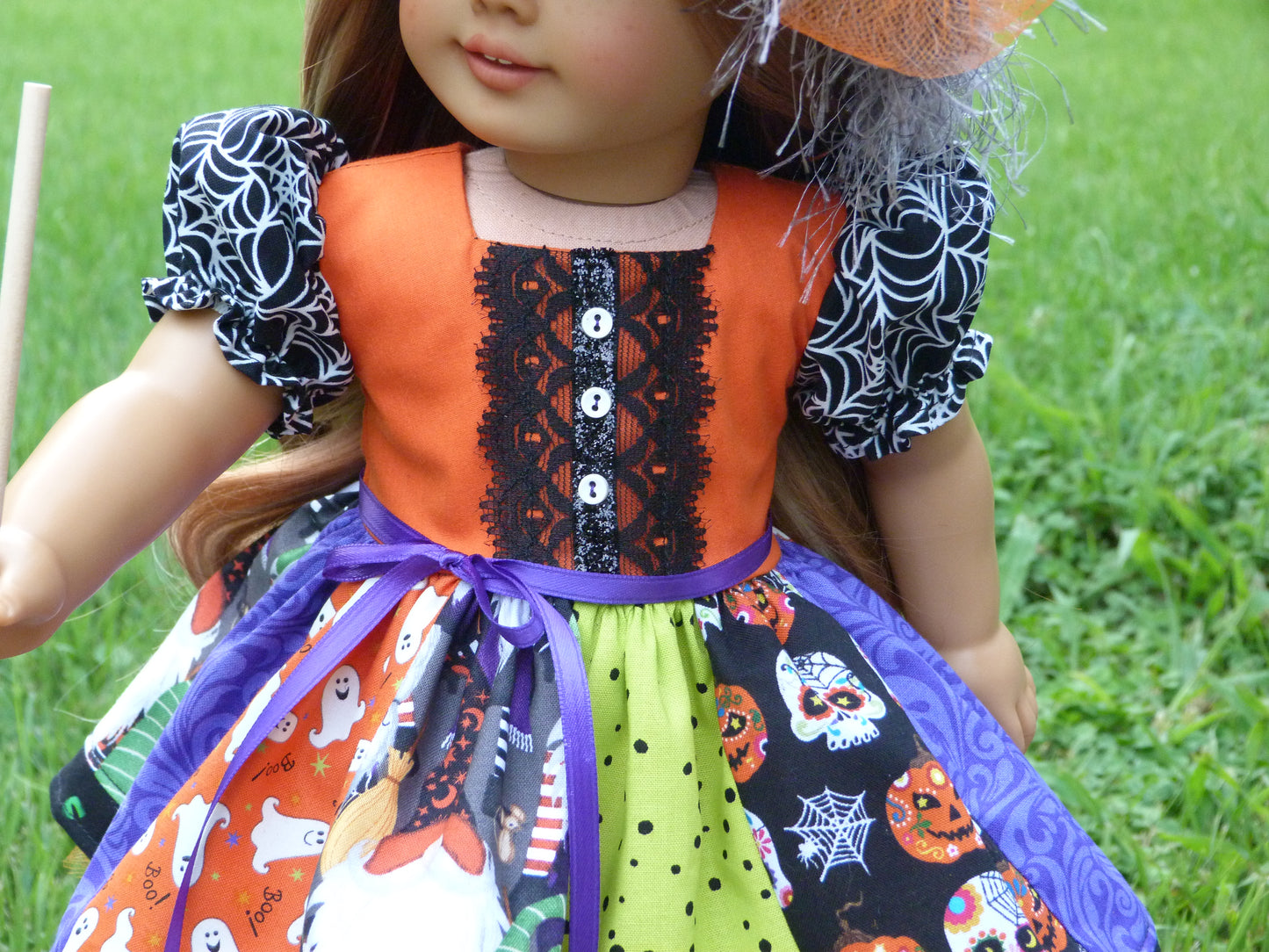 Patchwork Halloween Witch Ensemble Handmade to fit American Girl Doll