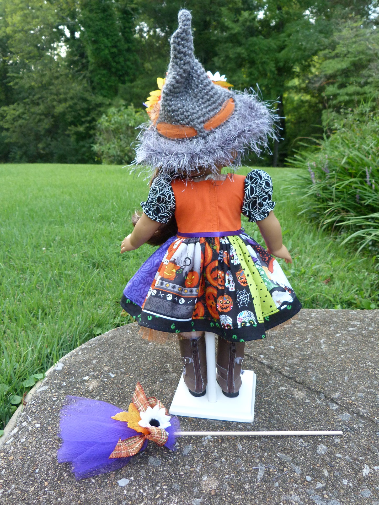 Patchwork Halloween Witch Ensemble Handmade to fit American Girl Doll