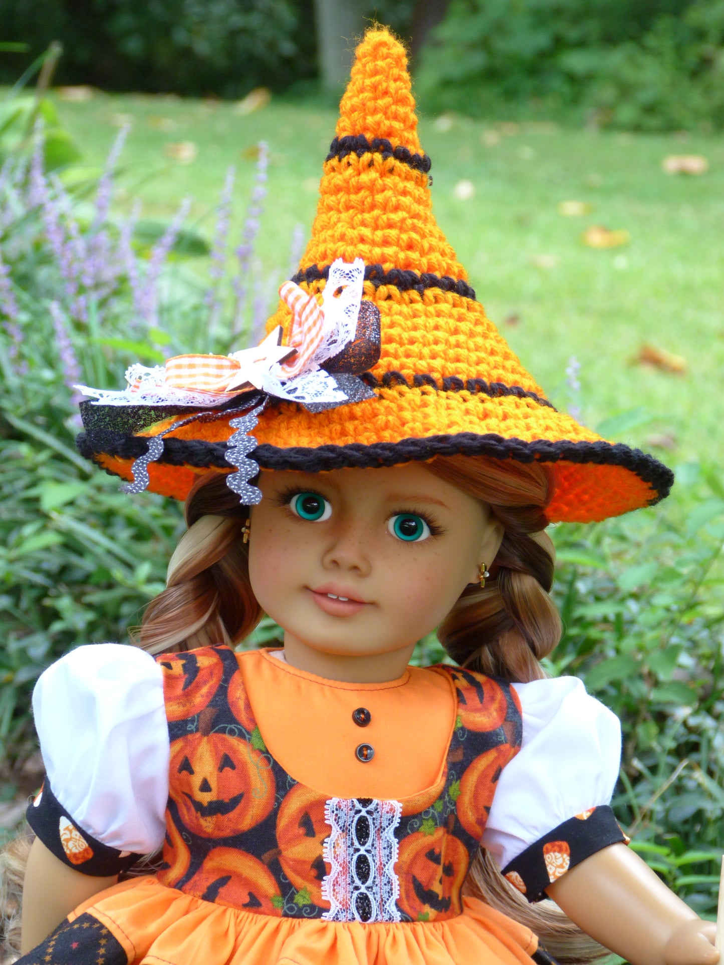 Jack-O'-Lantern Witch Halloween Ensemble for 18 Inch Doll Clothes Handmade to fit American Girl