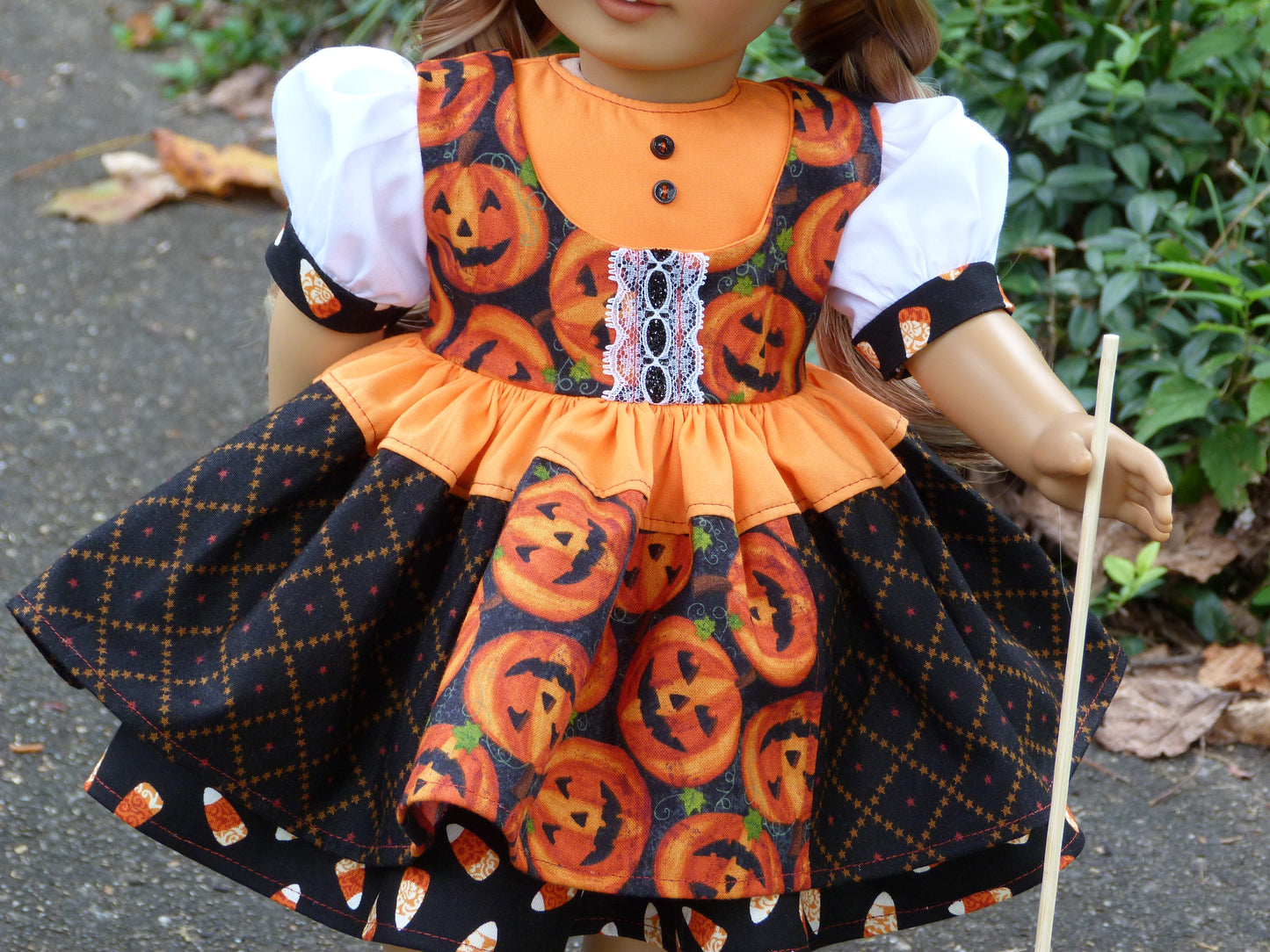 Jack-O'-Lantern Witch Halloween Ensemble for 18 Inch Doll Clothes Handmade to fit American Girl