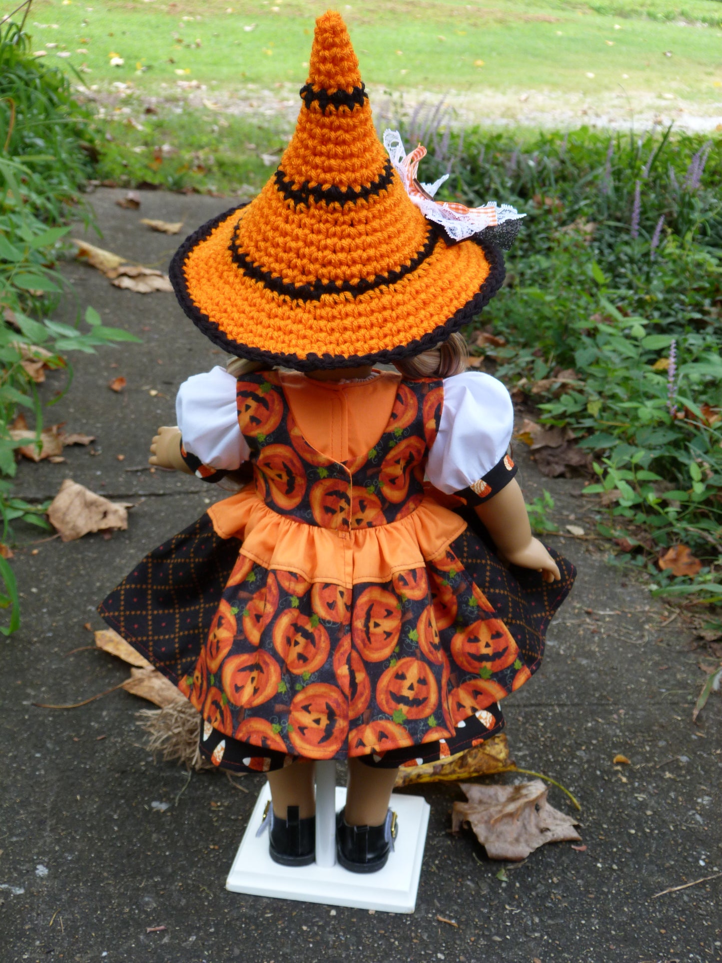 Jack-O'-Lantern Witch Halloween Ensemble for 18 Inch Doll Clothes Handmade to fit American Girl