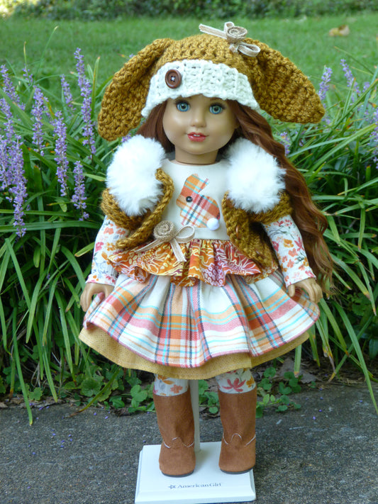 Autumn Bunny Outfit for 18 Inch Doll