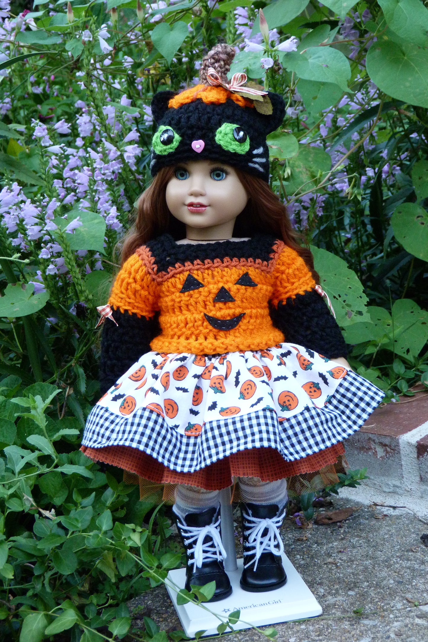 Halloween Jack o' Lantern Kitty Outfit for 18 Inch Doll