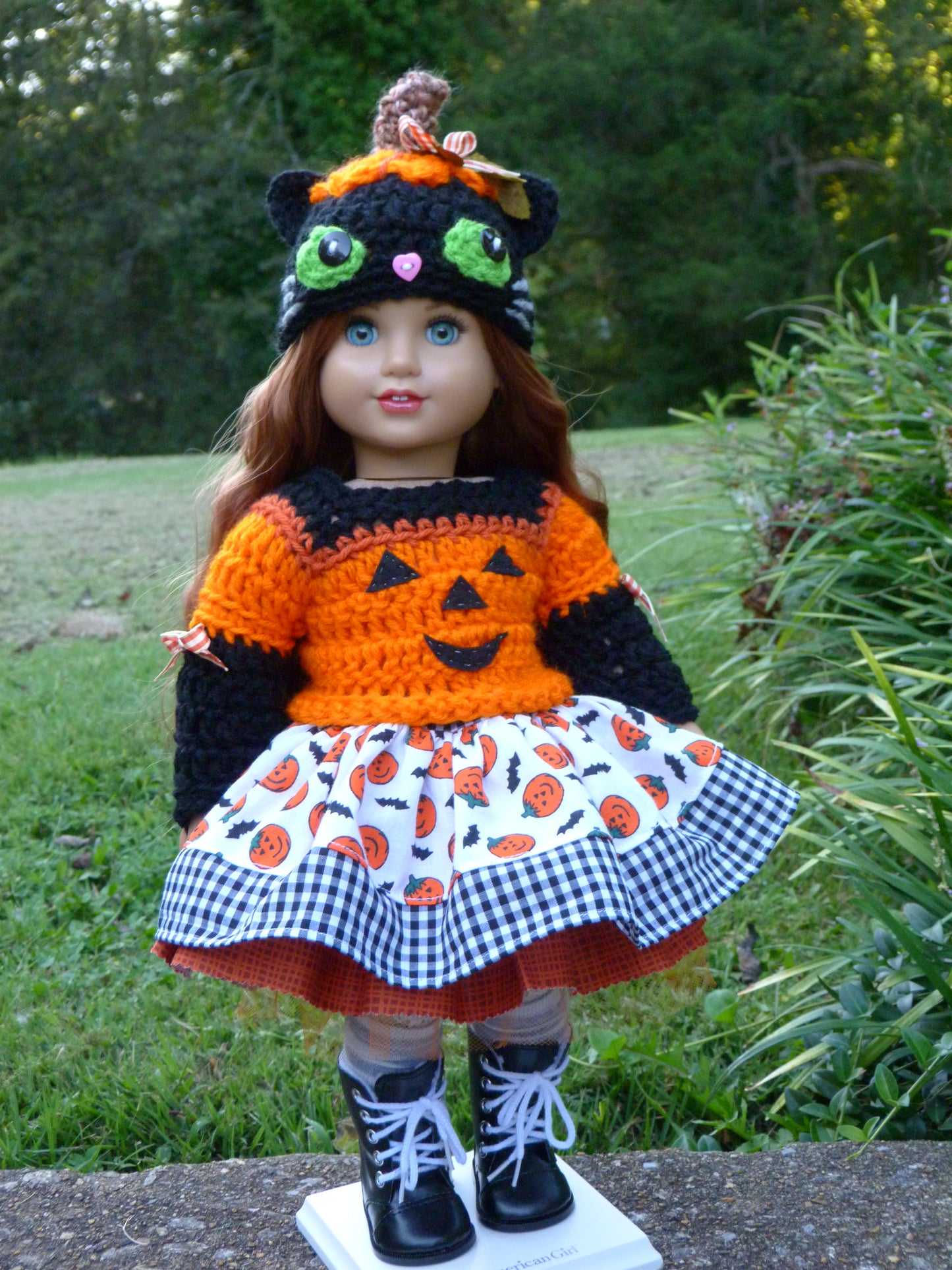 Halloween Jack o' Lantern Kitty Outfit for 18 Inch Doll