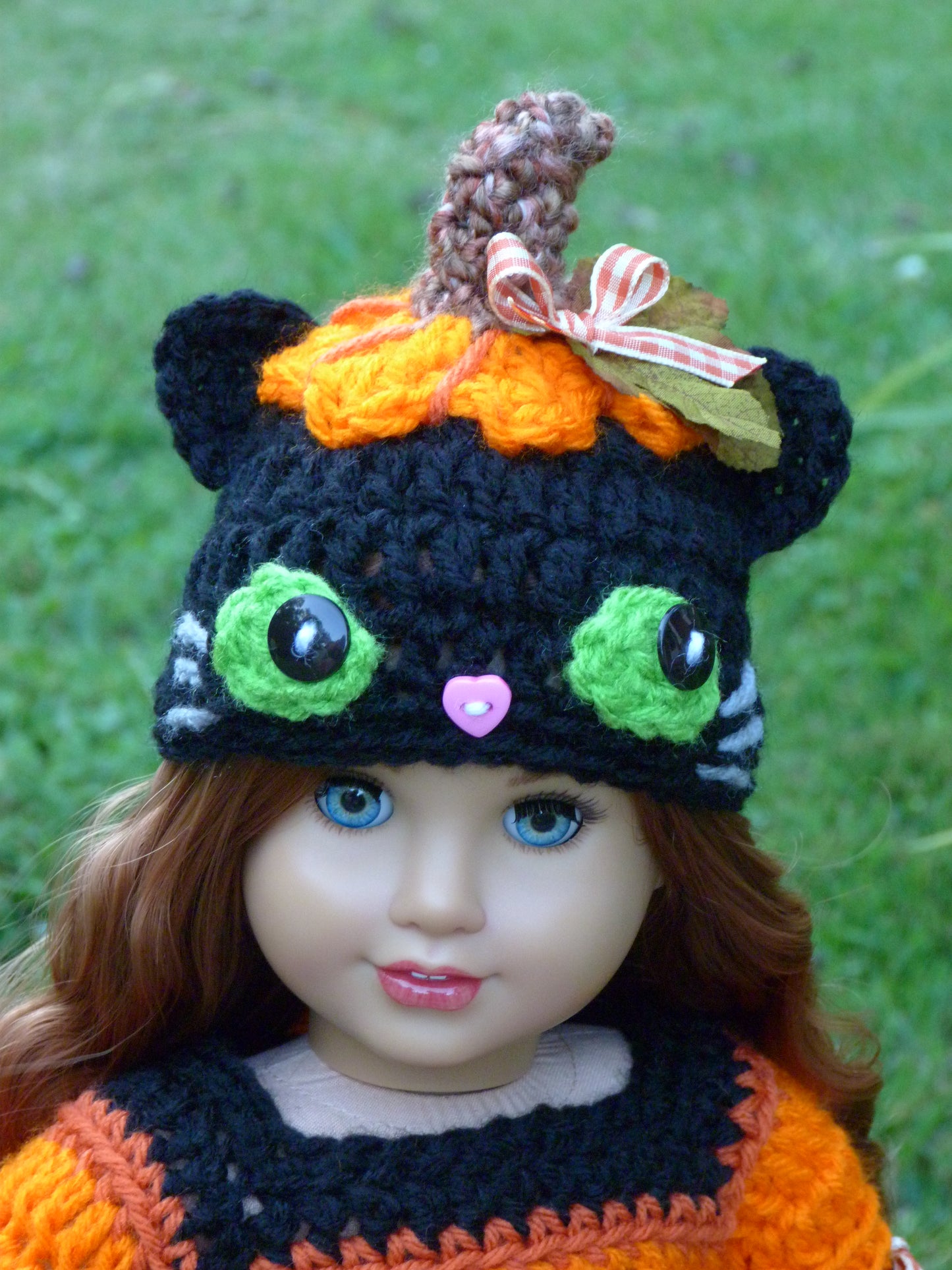 Halloween Jack o' Lantern Kitty Outfit for 18 Inch Doll