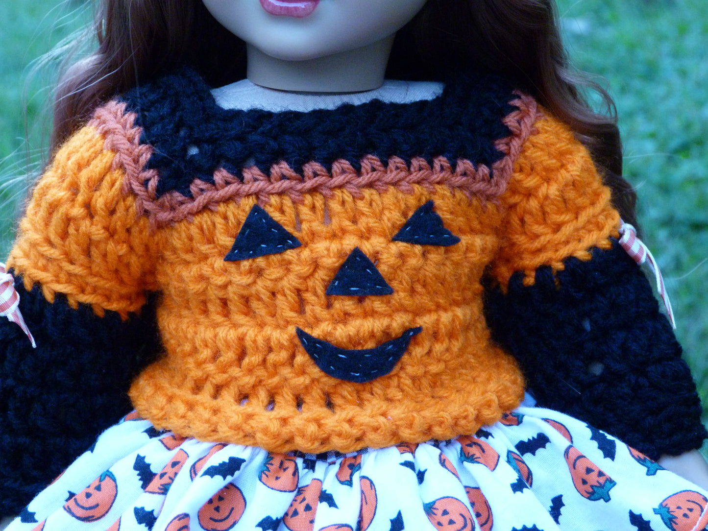 Halloween Jack o' Lantern Kitty Outfit for 18 Inch Doll