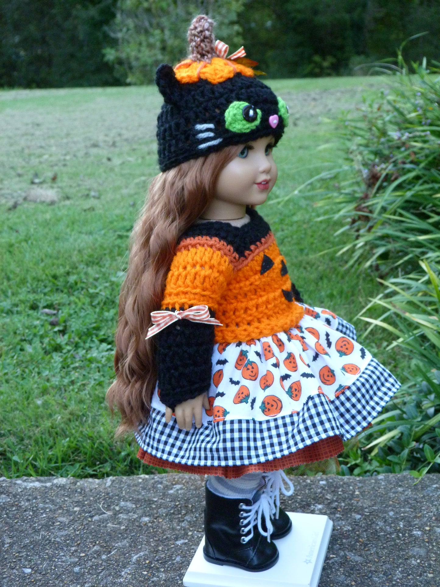 Halloween Jack o' Lantern Kitty Outfit for 18 Inch Doll